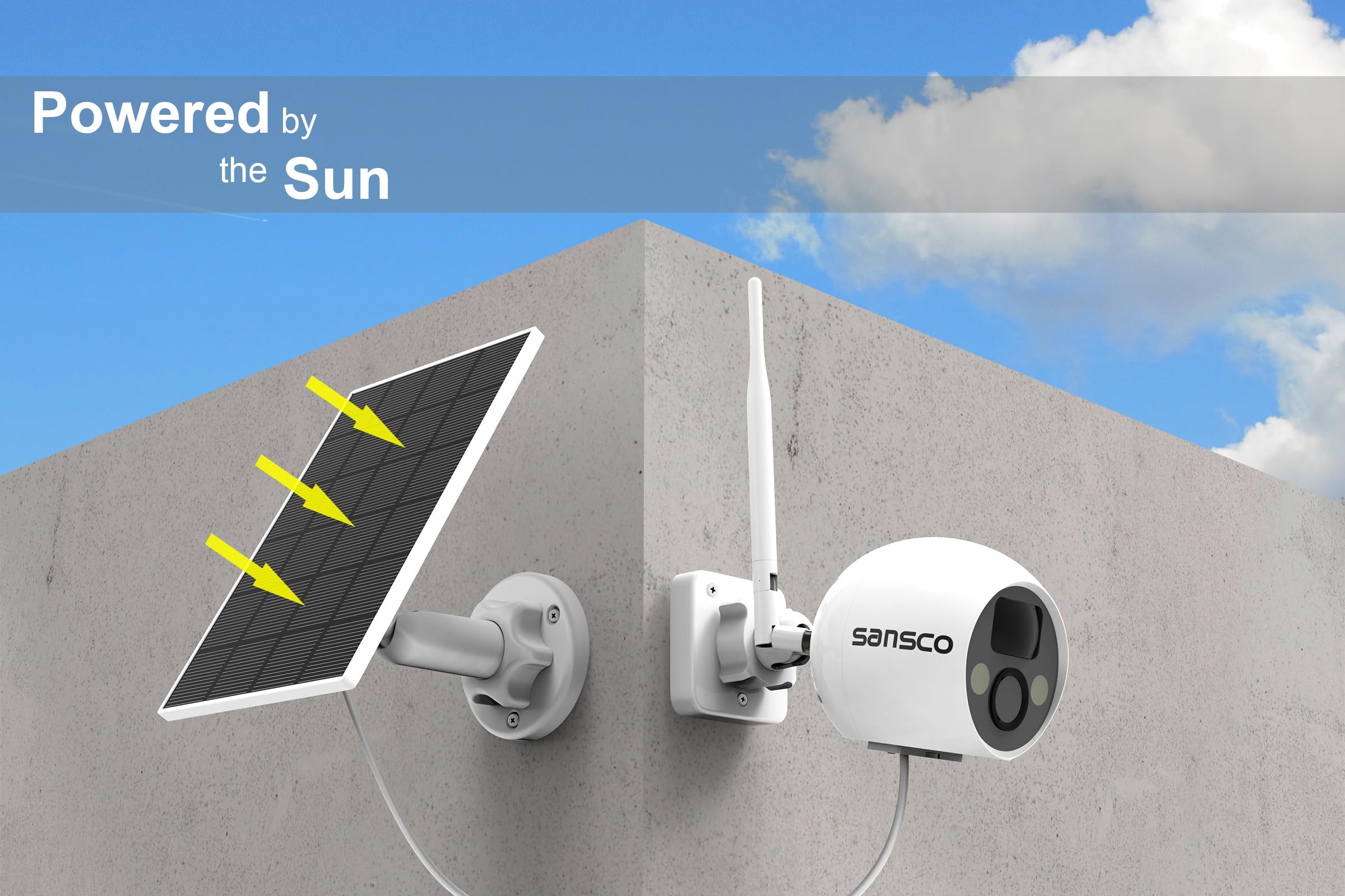 Sansco Solar Security Cameras System Outdoor, 10Ch Nvr Wireless Recorder With 500Gb Hdd, 4X 4Mp Wifi Ip Surveillance Camera   No
