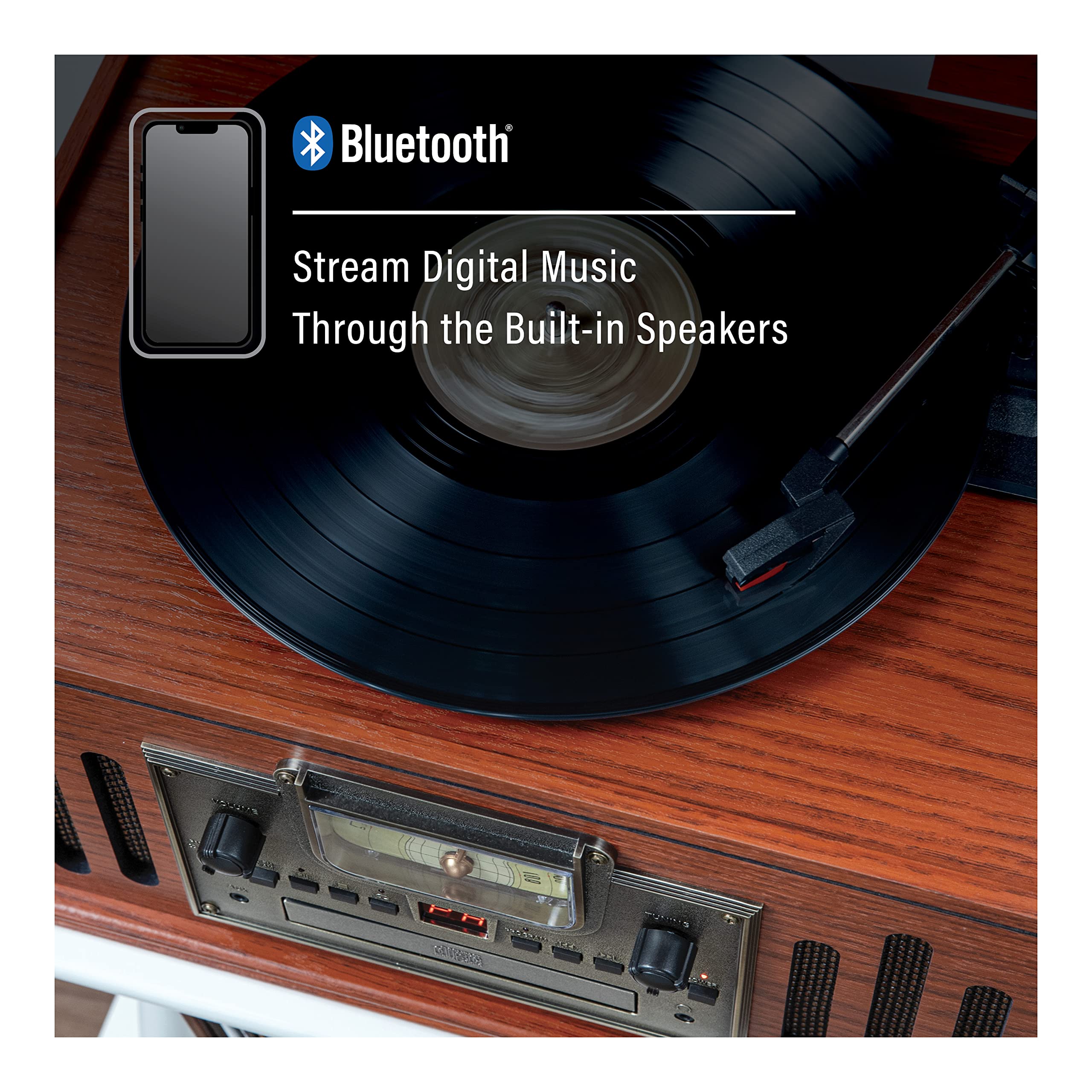 Crosley Cr704B Pa Musician 3 Speed Turntable With Radio, Cd/Cassette Player, Aux In And Bluetooth, Paprika