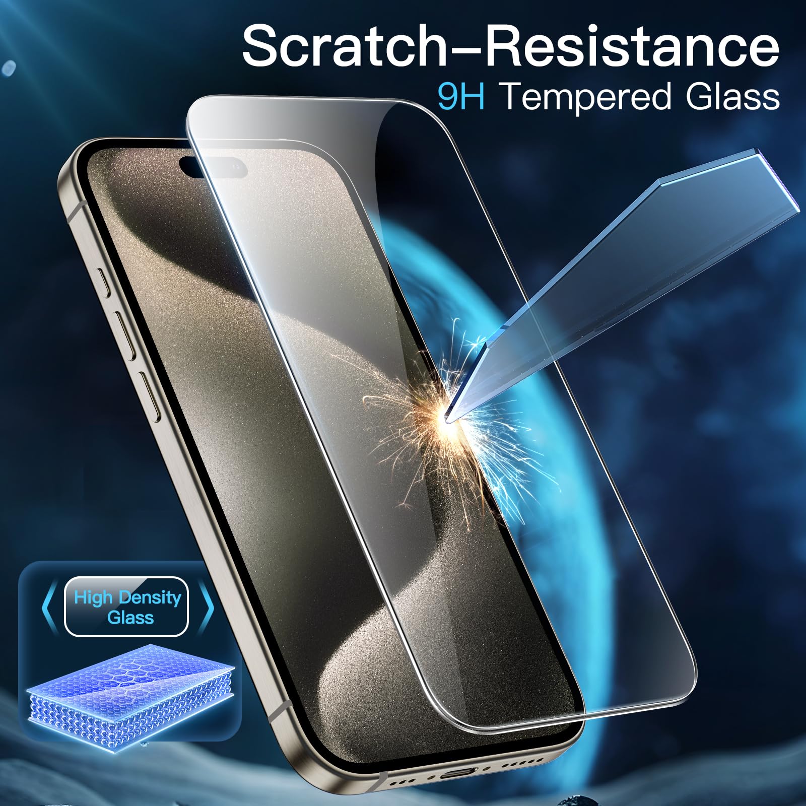 Jetech Screen Protector For Iphone 15 Pro Max 6.7 Inch, Bubble Free, Tempered Glass Film With Easy Installation Tool, Case Frien
