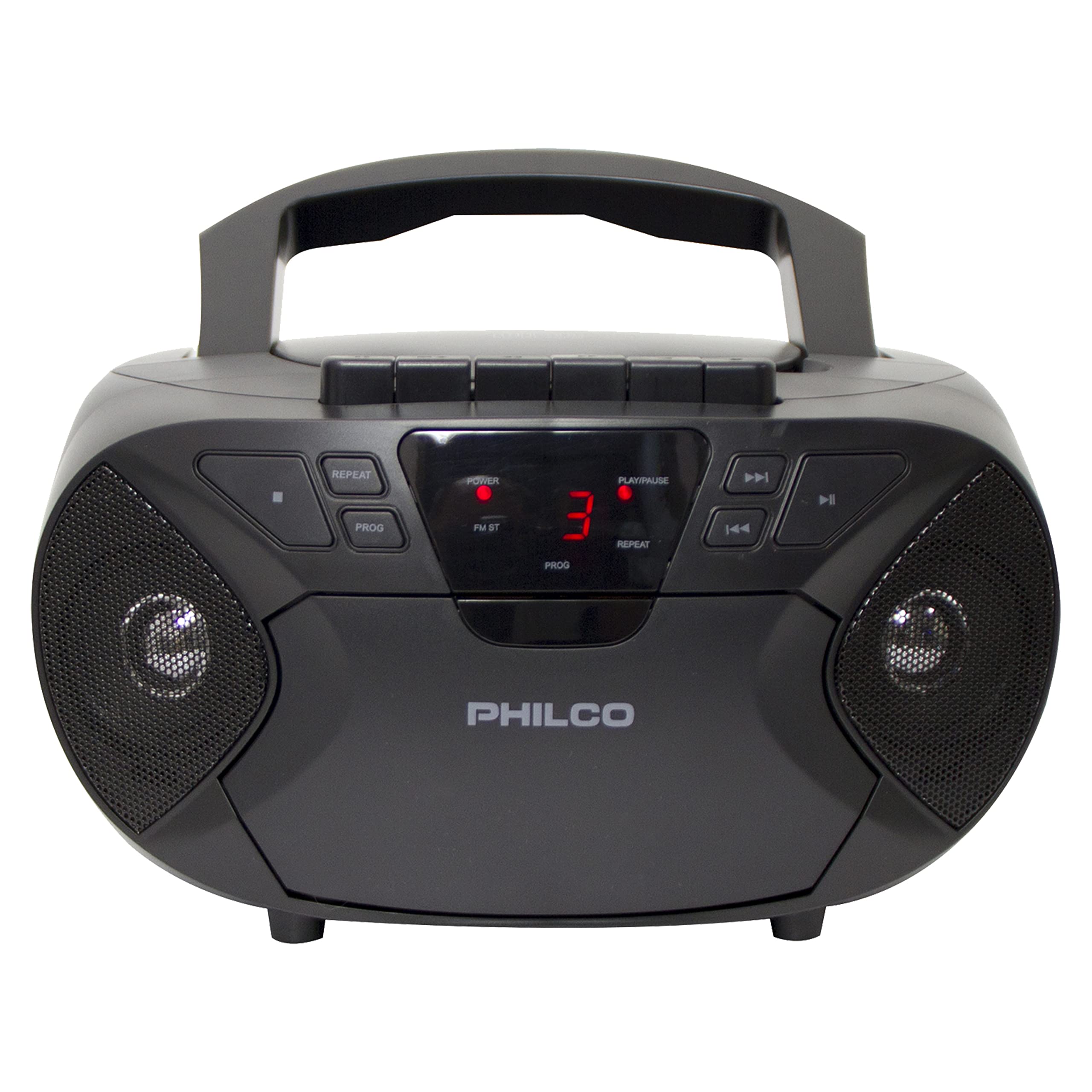Philco Portable Bluetooth Boombox With Cd And Cassette Player | Cassette Recorder | Connect To Headphones | Cd Player Is Compati