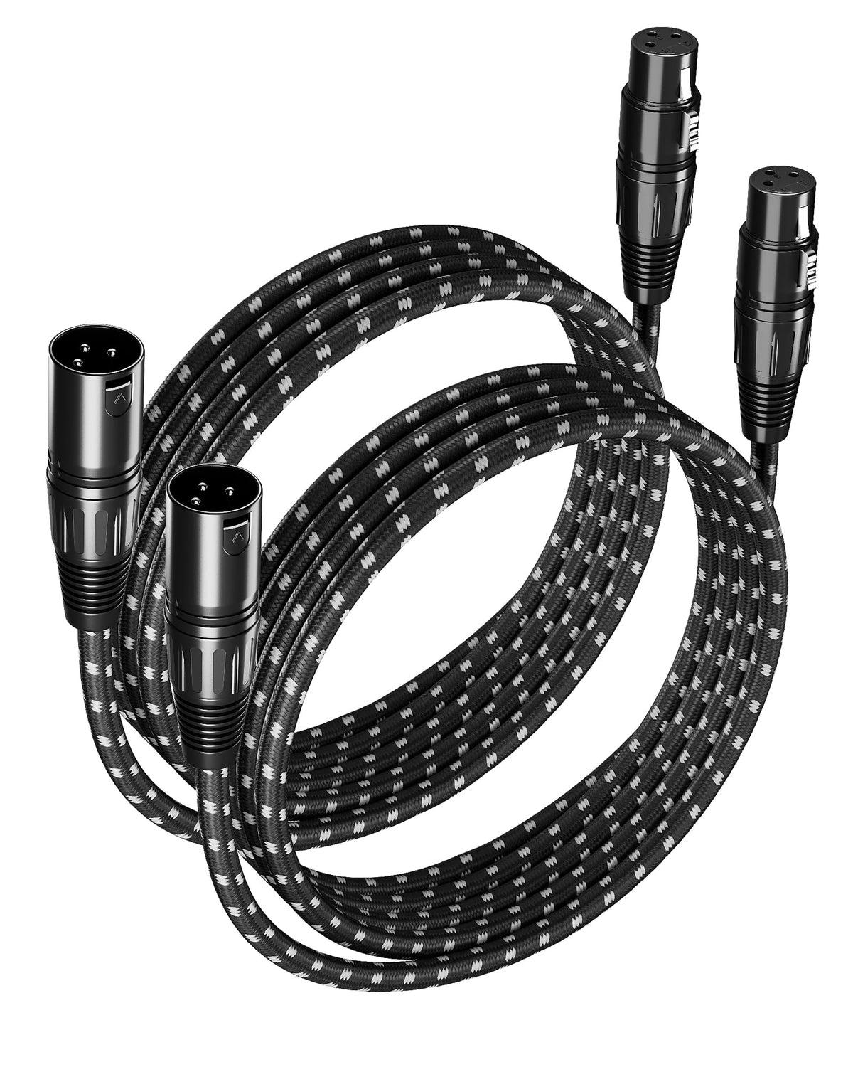Glanics Xlr Cables 6Ft 2 Pack, Xlr Microphone Cable Balanced Shielded Nylon Braided Cord With 3 Pin Xlr Male To Female For Micro