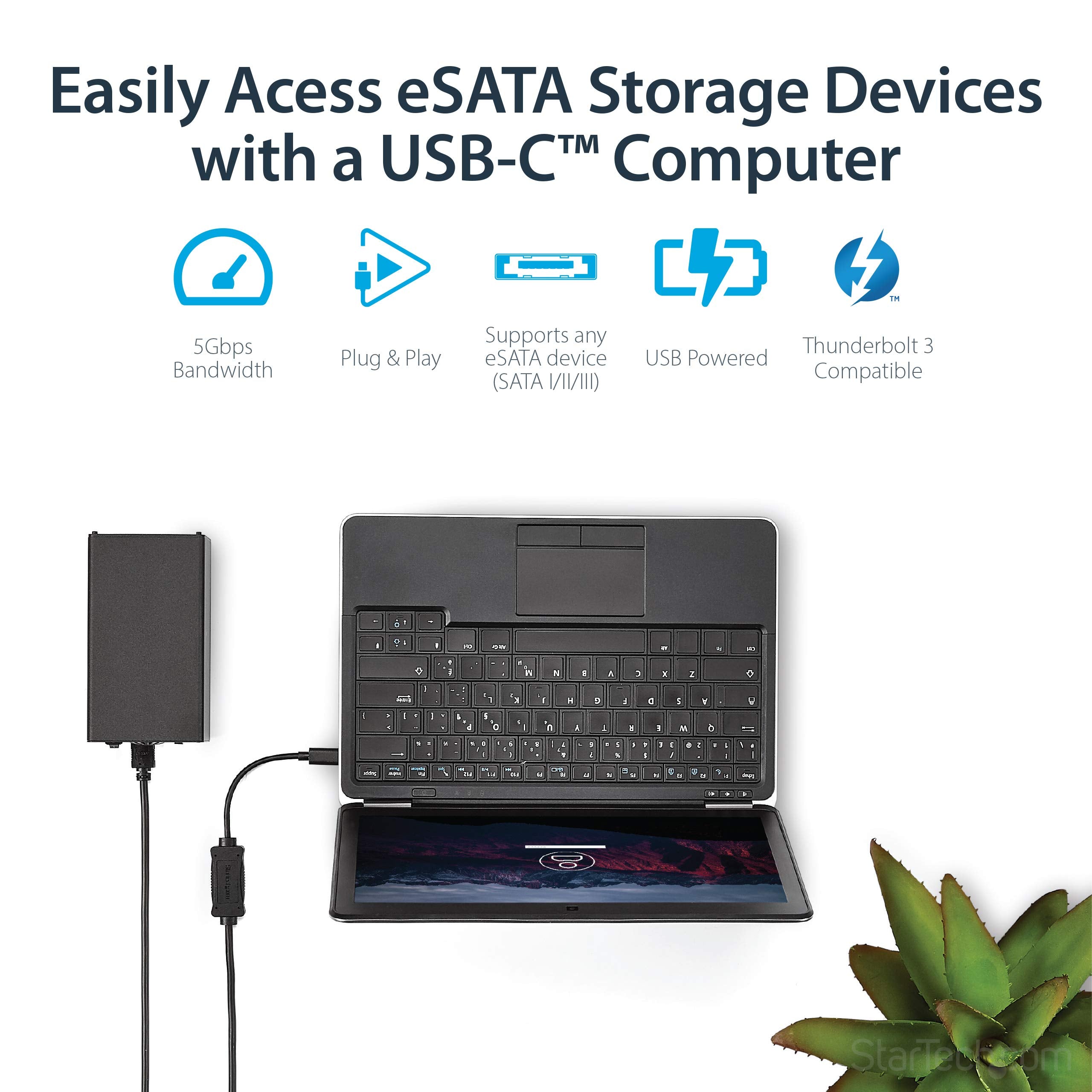 Startech.Com Usb C To Esata Cable   3 Ft / 1M   5Gbp   For Hdd/Ssd/Odd   External Hard Drive Adapter   Usb 3.0 To Esata Converte