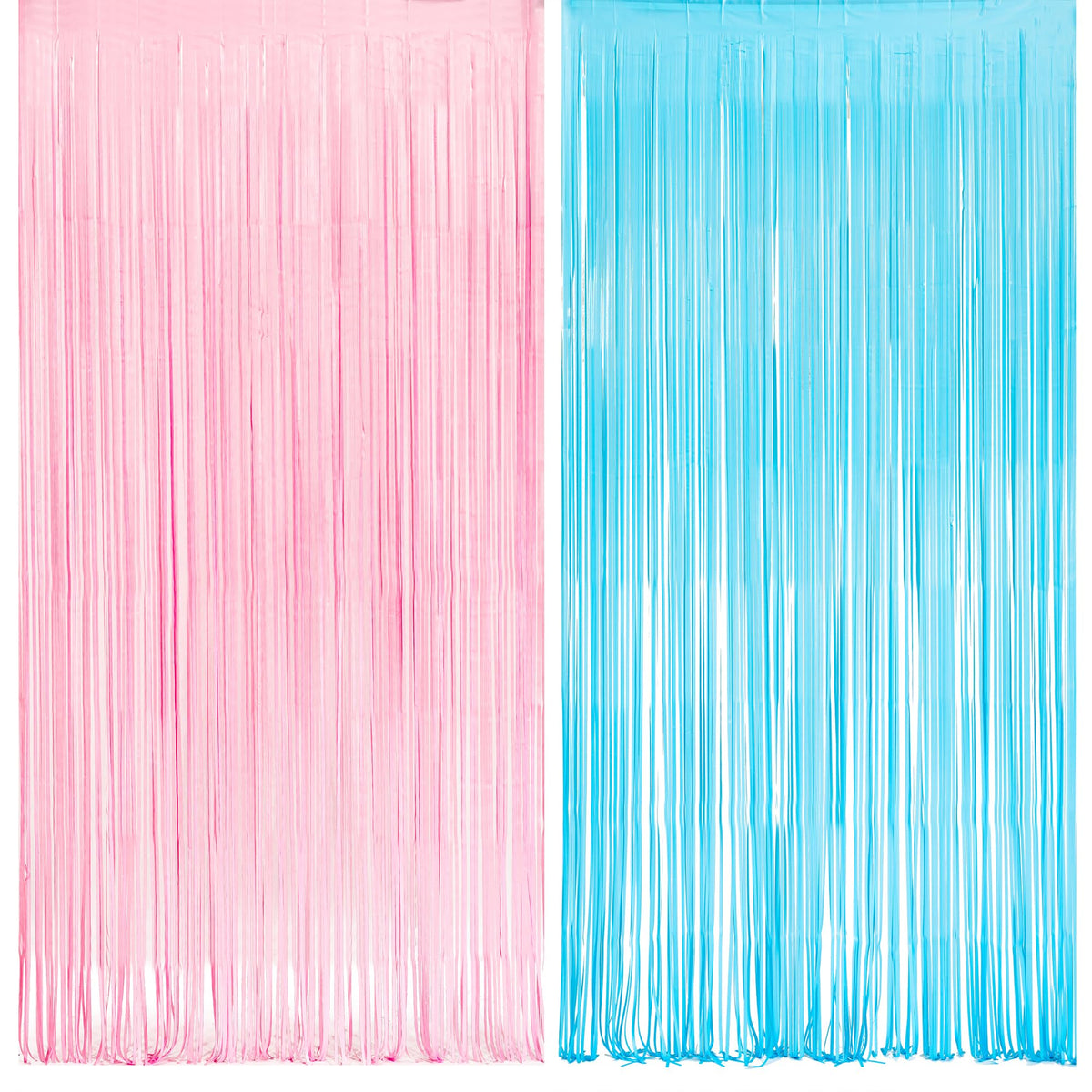 Pink And Blue Party Photo Backdrop   Greatril Foil Fringe Tinsel Streamers For Gender Reveal/Boy Or Girl/Pastel/Easter/Baby Show