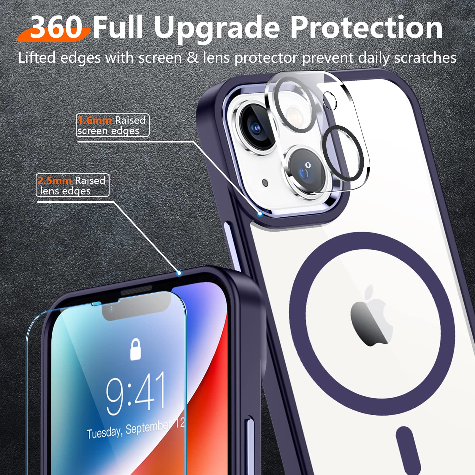 Red2Fire Magnetic For Iphone 15 Plus Case For Iphone 14 Plus Case Clear, [Compatible With Magsafe][Military Grade Drop Protectio