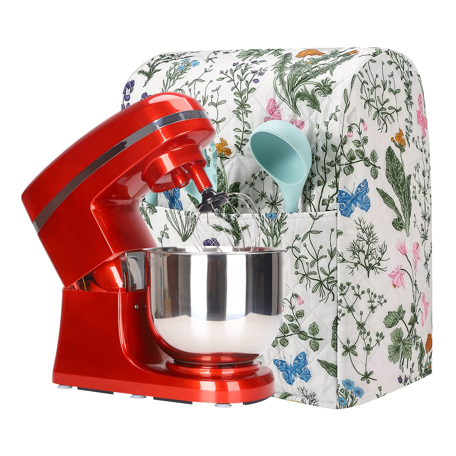 Stand Mixer Cover,Floral And Plants Kitchen Mixer Cover Compatible With 5 8Qt Kitchenaid Hamilton Mixers,Spring Summer Kitchen D