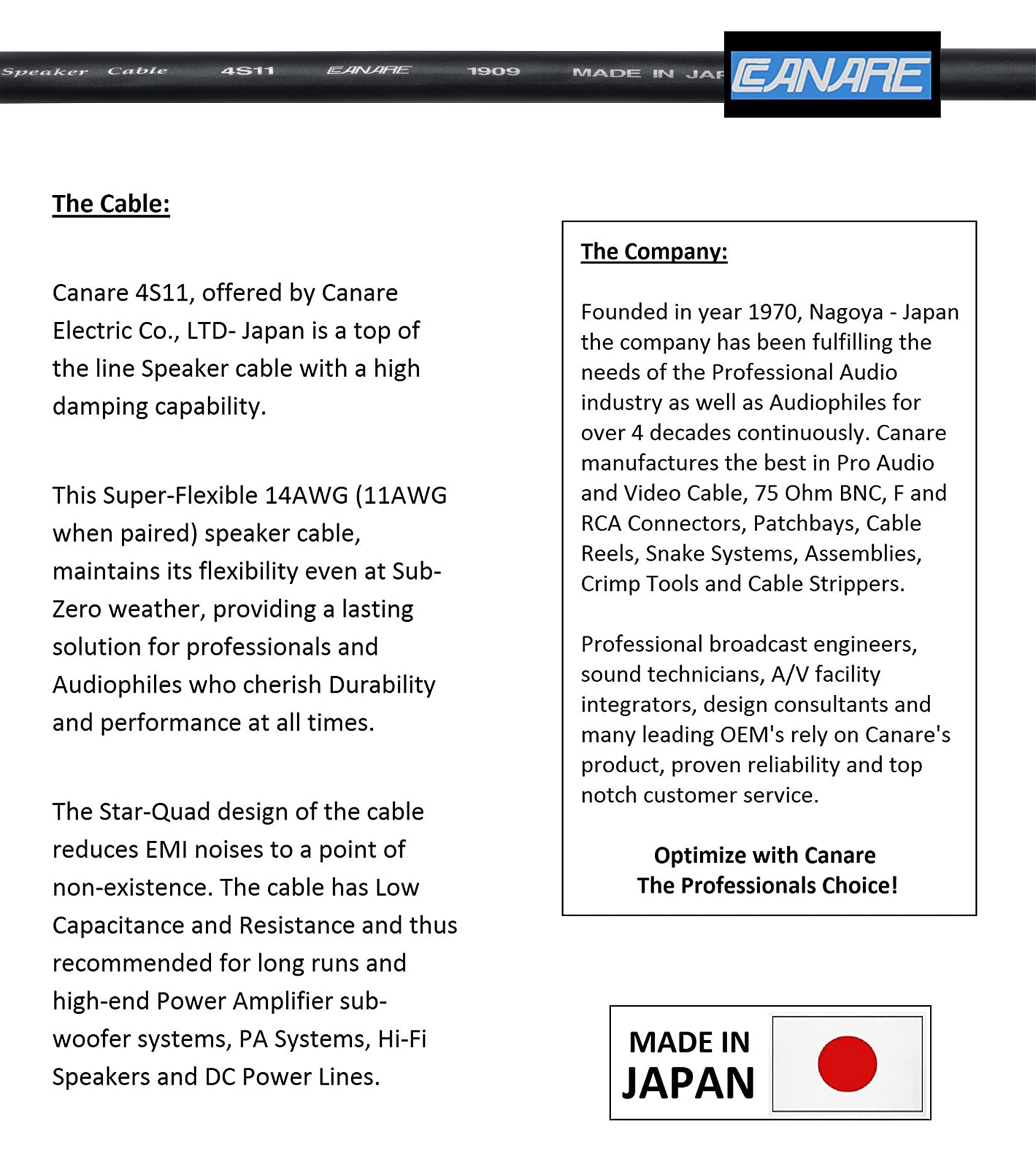 Worlds Best Cables 10 Foot   Canare 4S11 � Audiophile Grade   Hifi Star Quad Bi Wire Speaker Cable Pair With Eminence Gold Banana Connectors