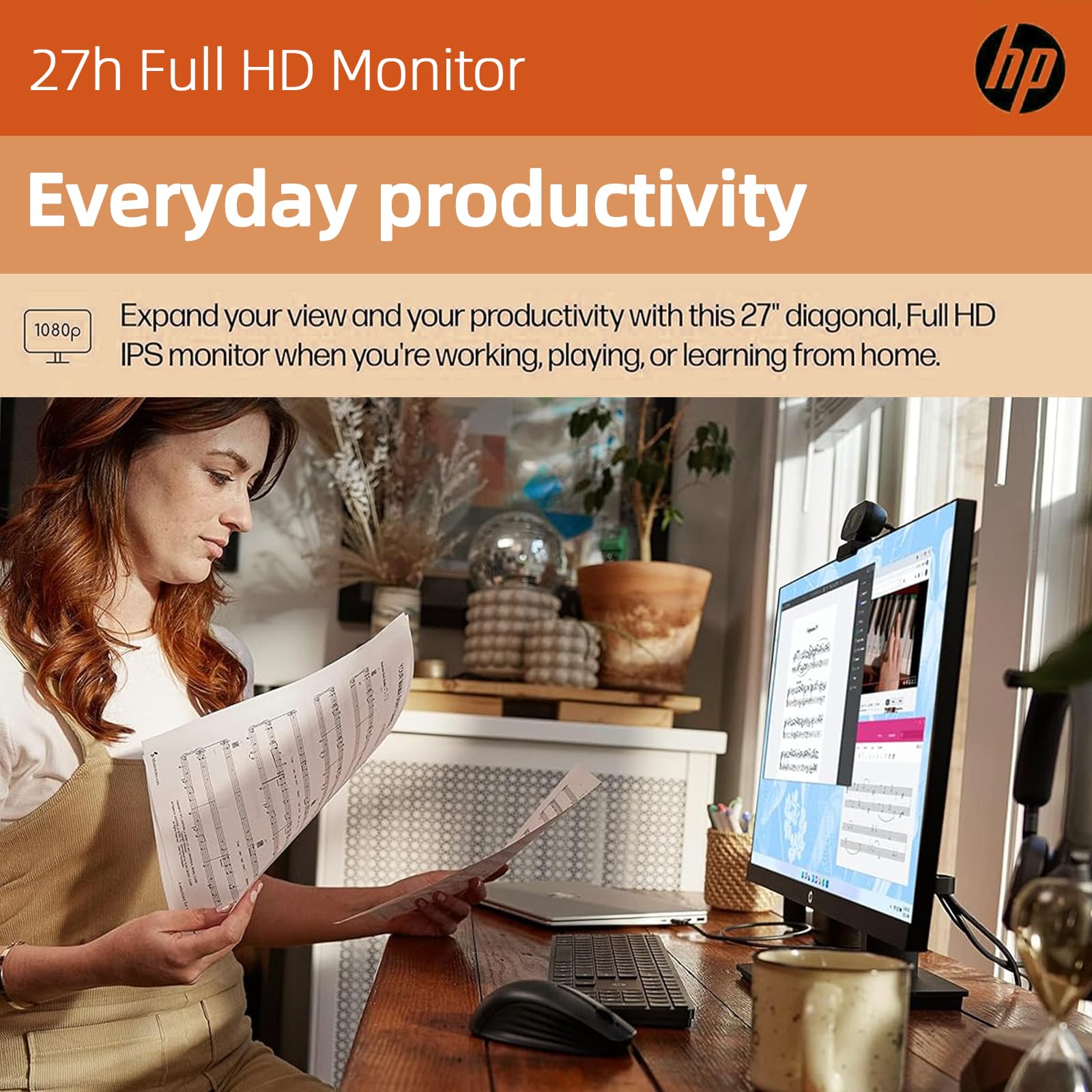 Hp 27'' Fhd Gaming Office Monitor, 3-Side Borderless, 75Hz, Amd Freesync, 1Ms (Vrb), Vesa, Highly, Tilt Adjustable Stand Built-I