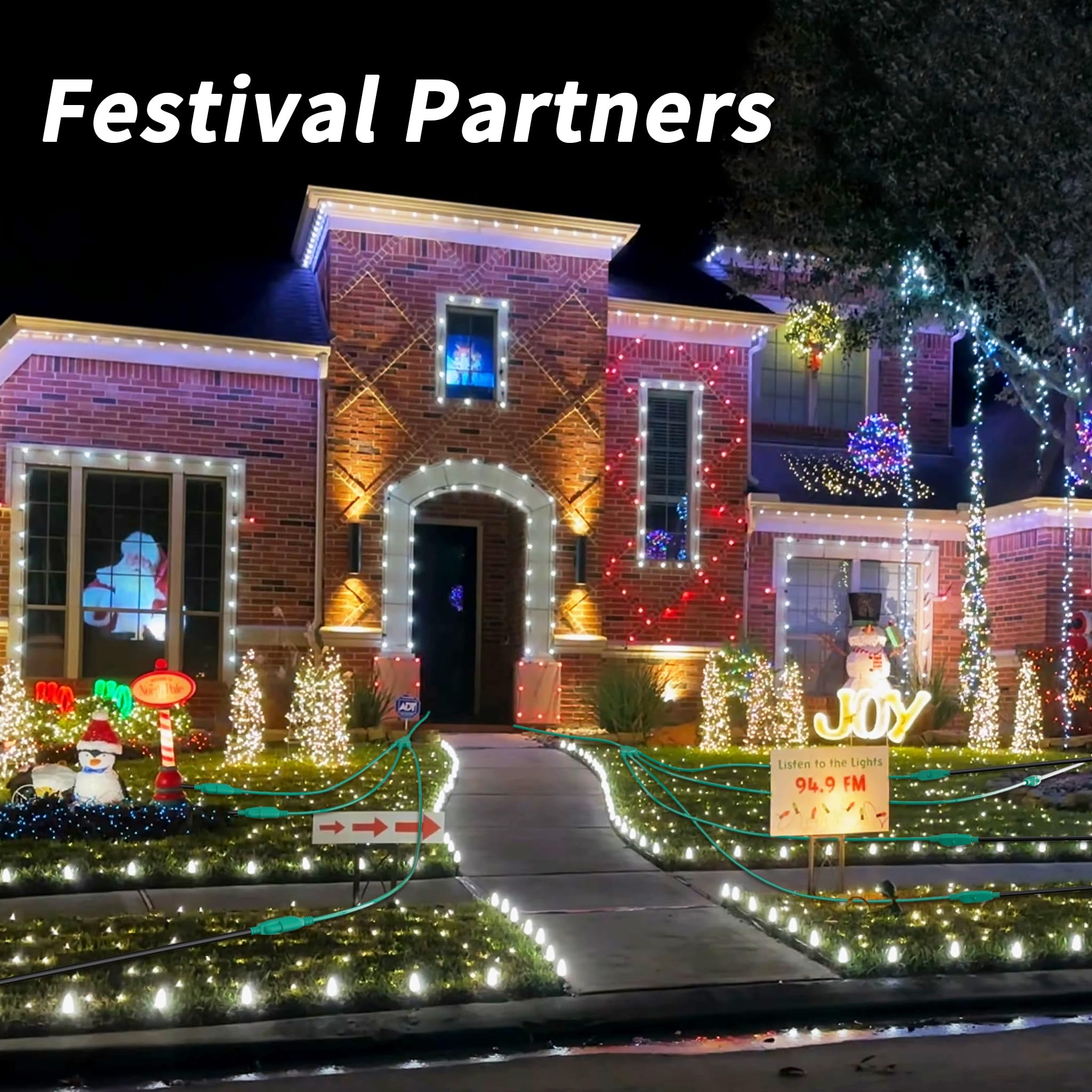 Plugsaf 1 To 3 Splitter Outdoor Extension Cord With Multiple Outlets; 25Ft Total (7+6+6+6) 13Ft End To End; 16/3 Sjtw Green Exte