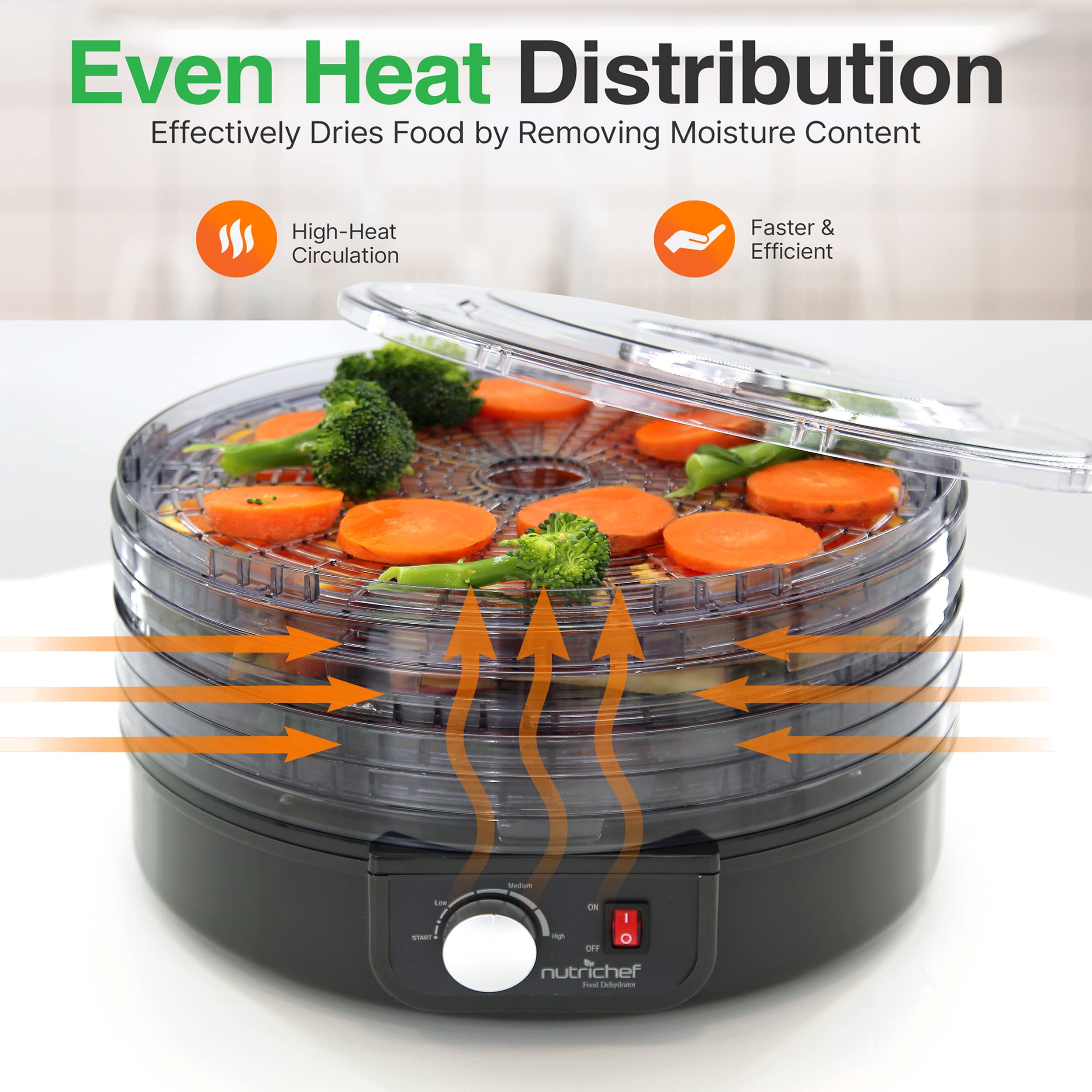 Nutrichef Food Dehydrator Machine - Professional Electric Multi-Tier Food Preserver, Meat Or Beef Jerky Maker, Fruit & Vegetable