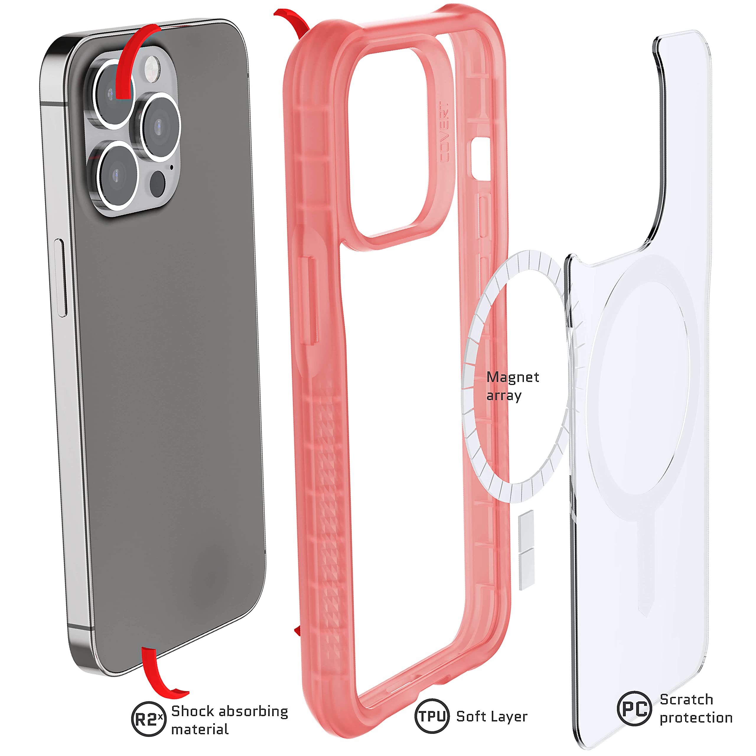 Ghostek Covert Pink Magsafe Iphone 13 Pro Case For Women Protective Phone Cover Anti Yellowing Coating Compatible With Apple Mag