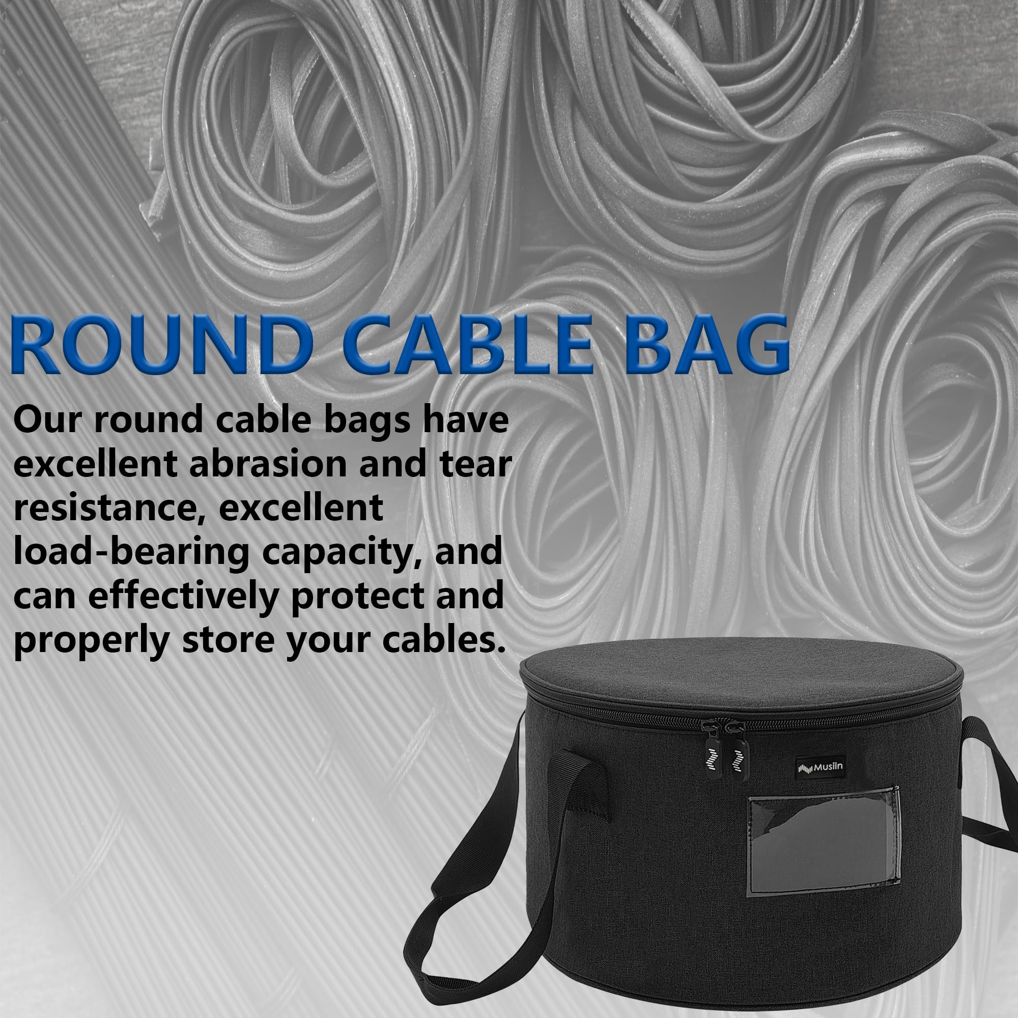 Musiin Accessories Bag For Guitar, Bass, Keyboard, Drums Cables & Adapters Multi-Function Round Storage, Internal Mesh Pocket Fo