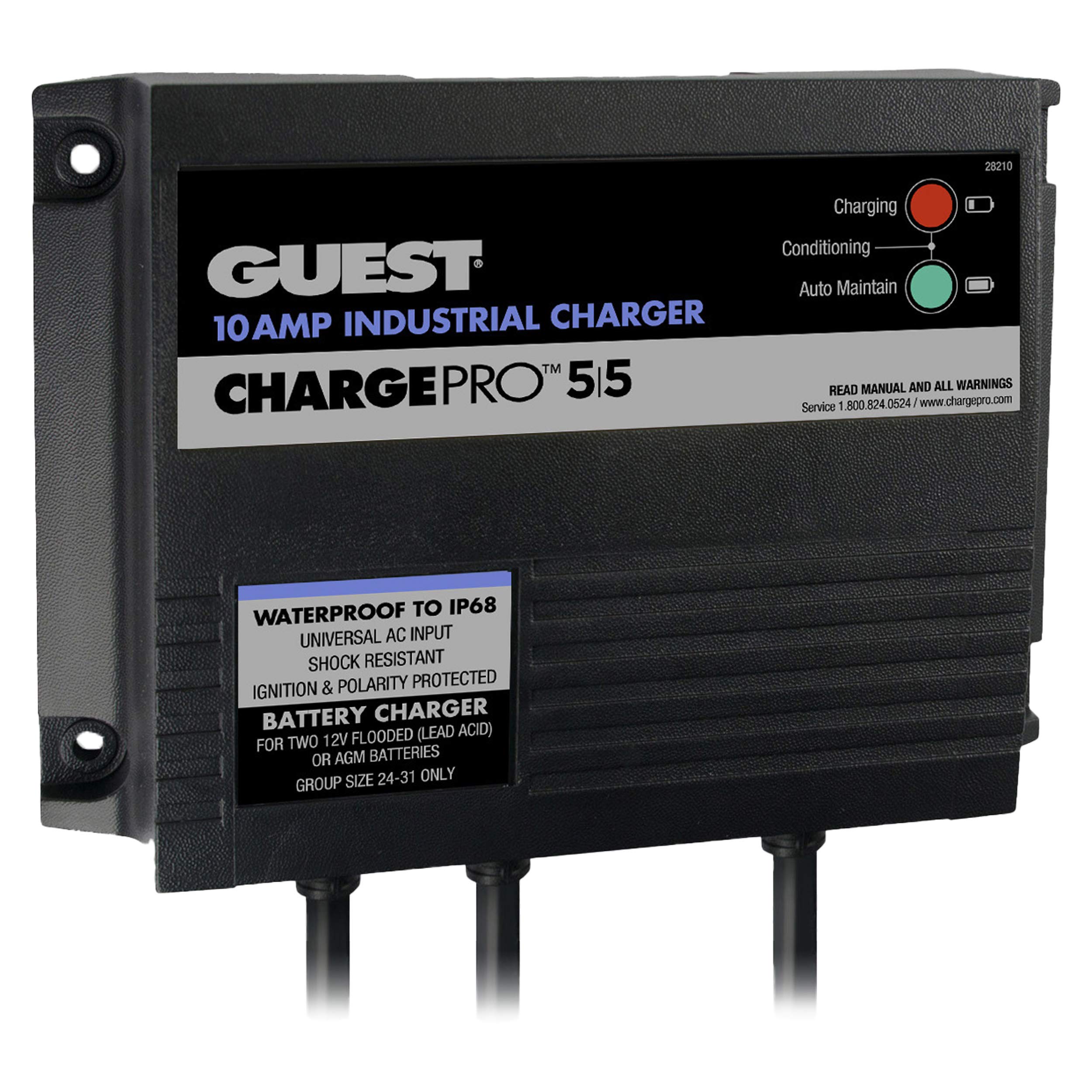 Marinco 28210 Chargepro 10A 2 Bank 12V/24V Waterproof Battery Charger
