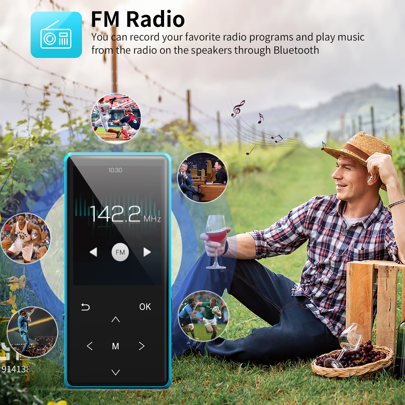 Mp3 Player, 128Gb Portable Digital Lossless Music Player Built In Hd Speaker, Fm Radio Recording, One Button Recording, 2.4 In S