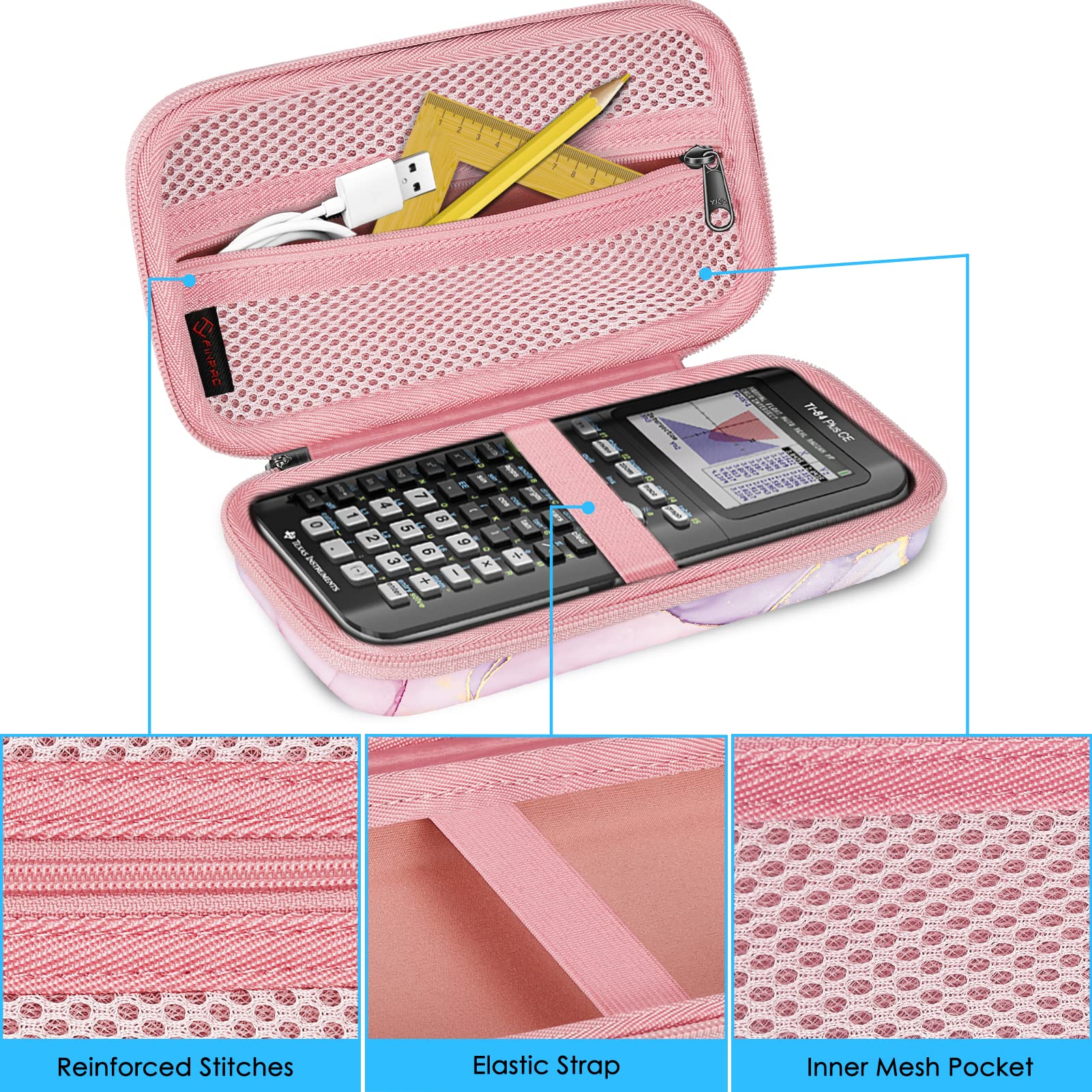 Graphing Calculator Carrying Case For Ti-84 Plus Ce, Fintie Hard Eva Shockproof Protective Box For Ti-84 Plus/Ti-83 Plus Ce/Casi