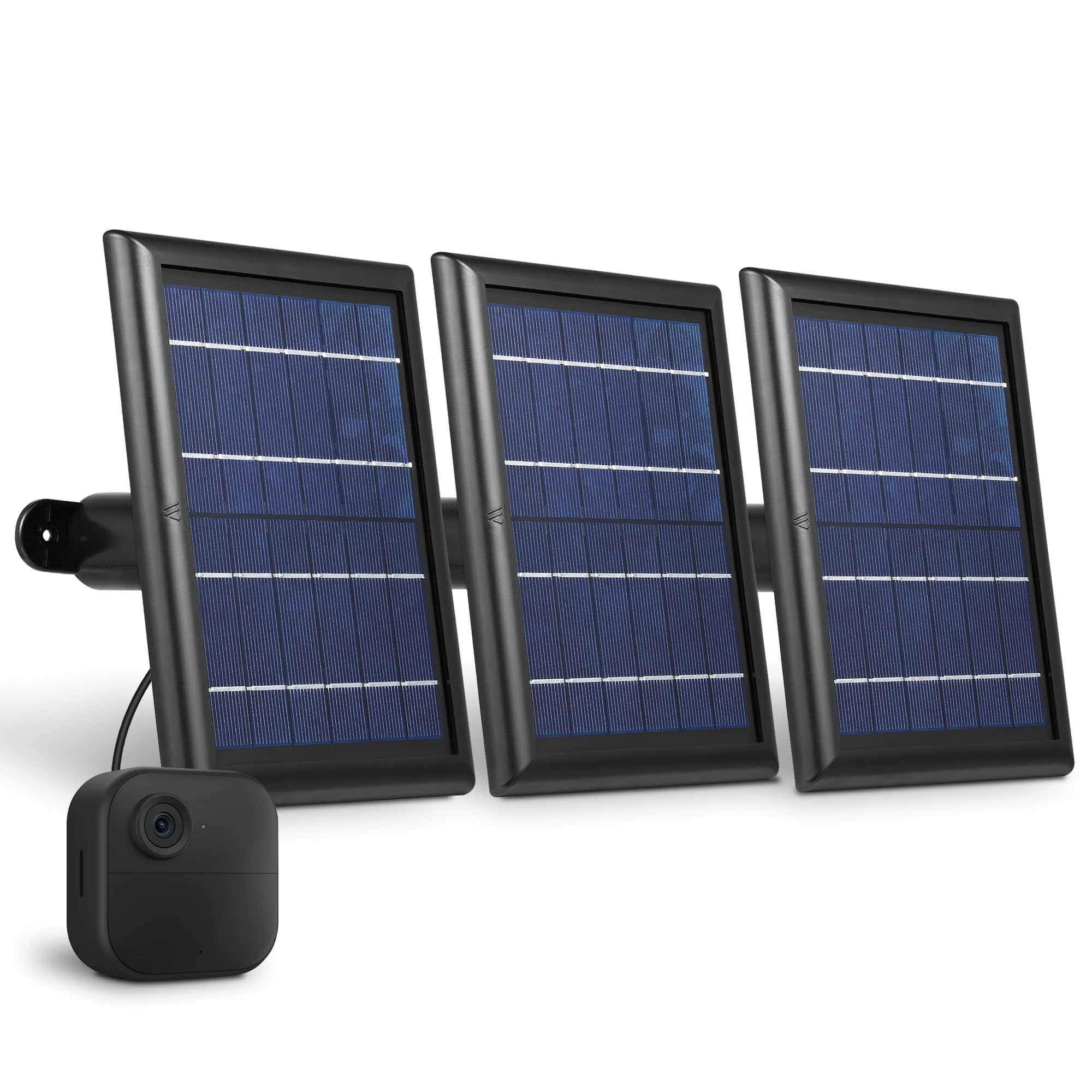Wasserstein Solar Panel With Internal Battery   Compatible With Blink Outdoor 3/4 (3 Pack, Black) (Camera Not Included)