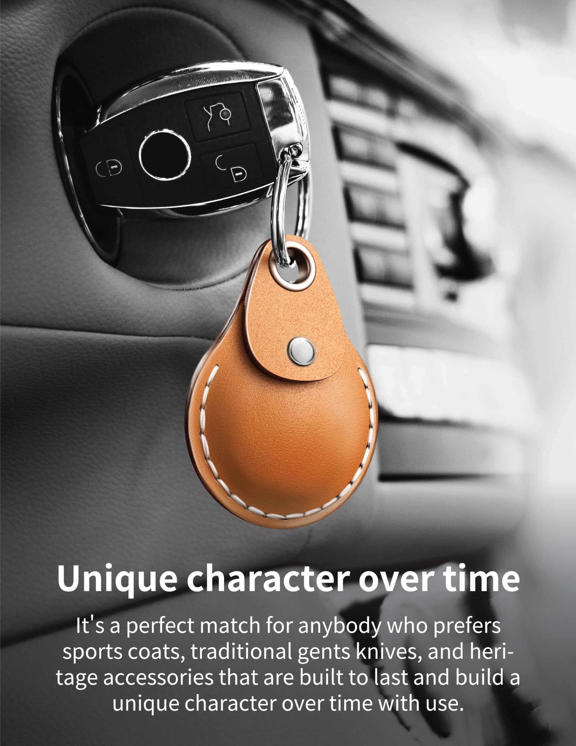 Vogduo Leather Airtag Keychain Case   Full Cover With Clip Braided Lanyard Metal Key Ring Holder Enclosure For Wallet, Backpack,