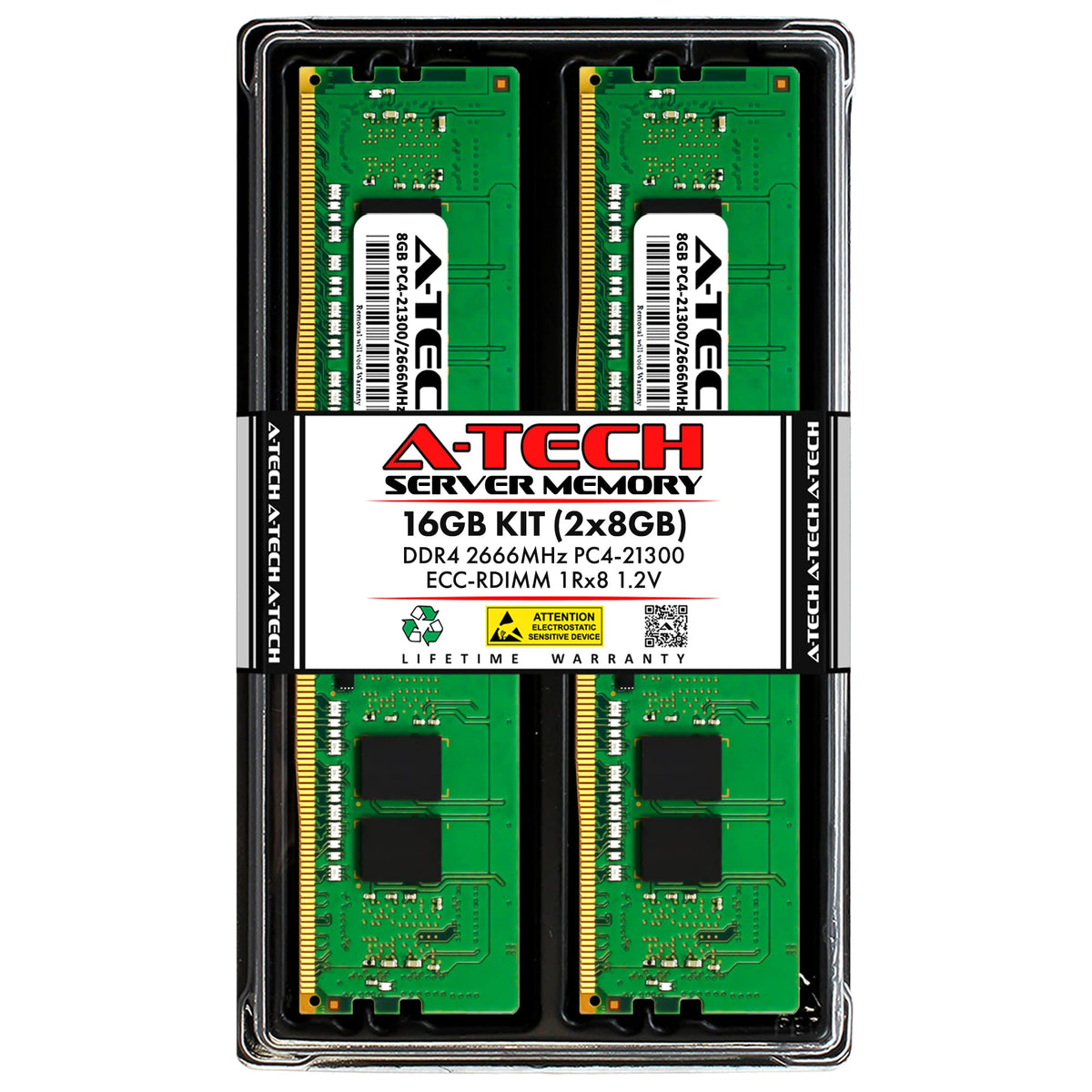 A Tech 16Gb Kit (2X8Gb) Ddr4 2666Mhz Pc4 21300 Ecc Rdimm 1Rx8 1.2V Single Rank Ecc Registered Dimm 288 Pin Server & Workstation