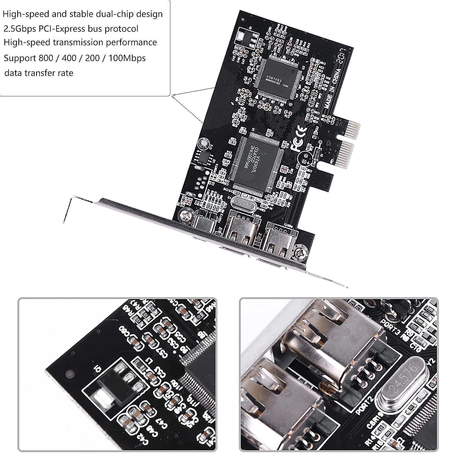 Cuifati Pcie Firewire Card For Windows 10, Ieee 1394 Pci Express Adapter Controller 4 Ports(3 X 6 Pin And 1 X 4 Pin), 1394A Pci