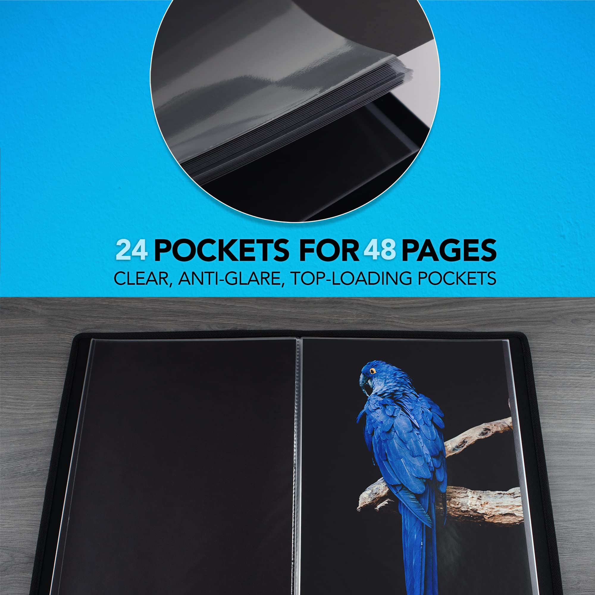 Itoya Profolio Evolution 13X19 Black Photo Album Book With 48 Pages   Photo Album Art Portfolio Folder For Artwork   Picture Book Portfolio Binder   Presentation Binder Photo Book