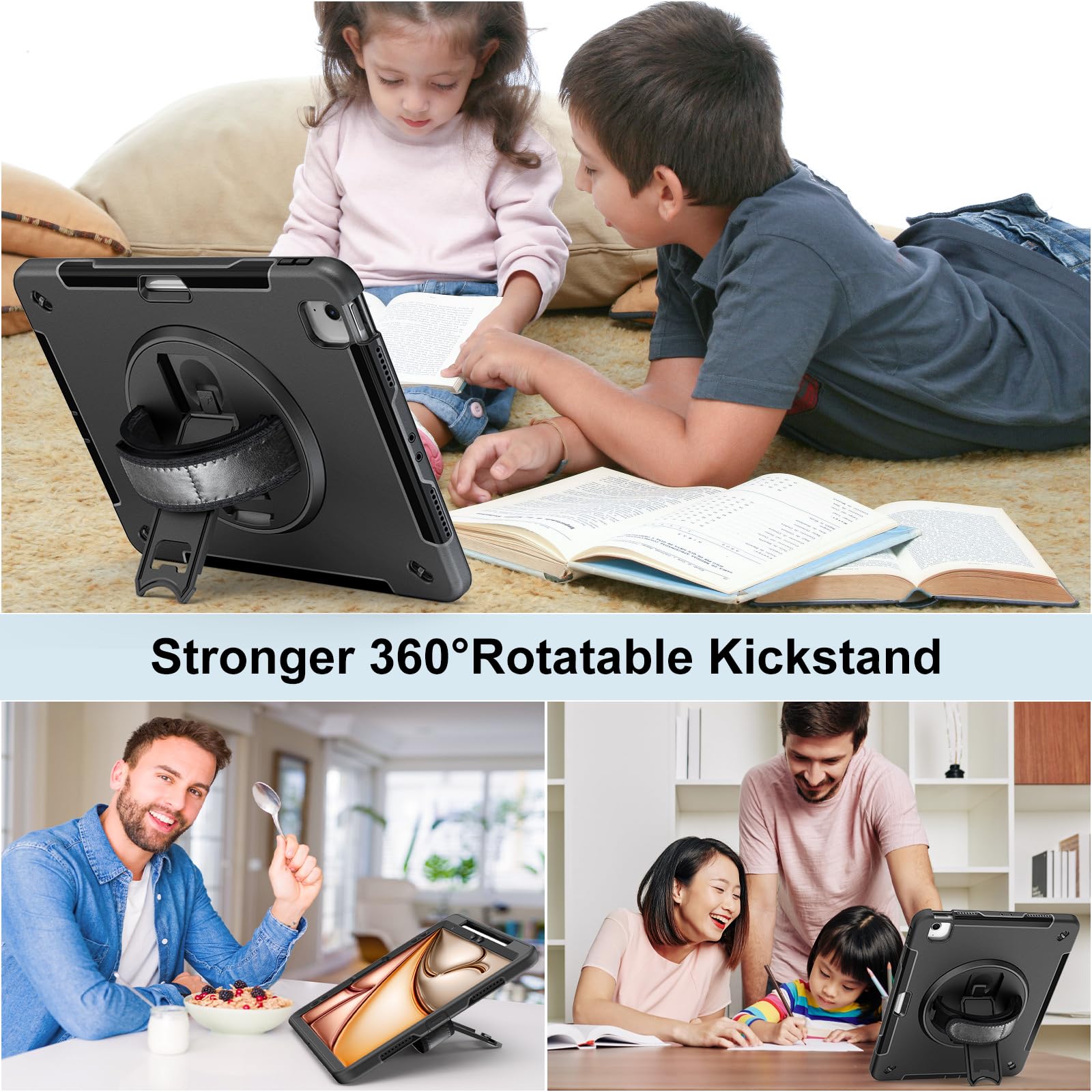 Miesherk Case For Ipad Air 13 Inch 2024, Ipad Air 13 Inch Case With Built In Screen Protector, 360 Rotating Stand, Pencil Holder