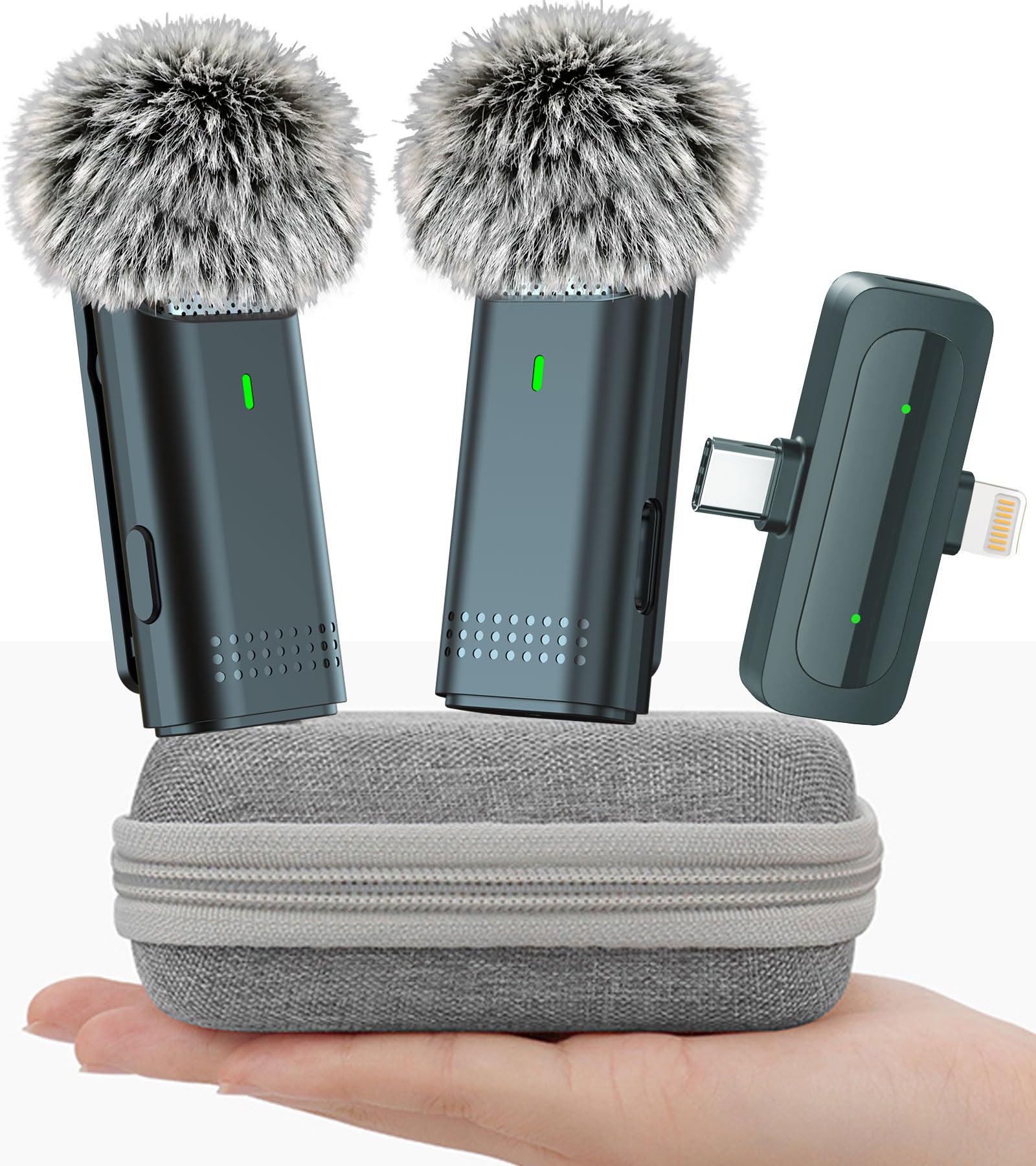 Ezcoloris 2 Pack Wireless Microphone For Iphone Android Usb C Lav Mic For Iphone 15 Phone Microphone Video Recording Noise Cance