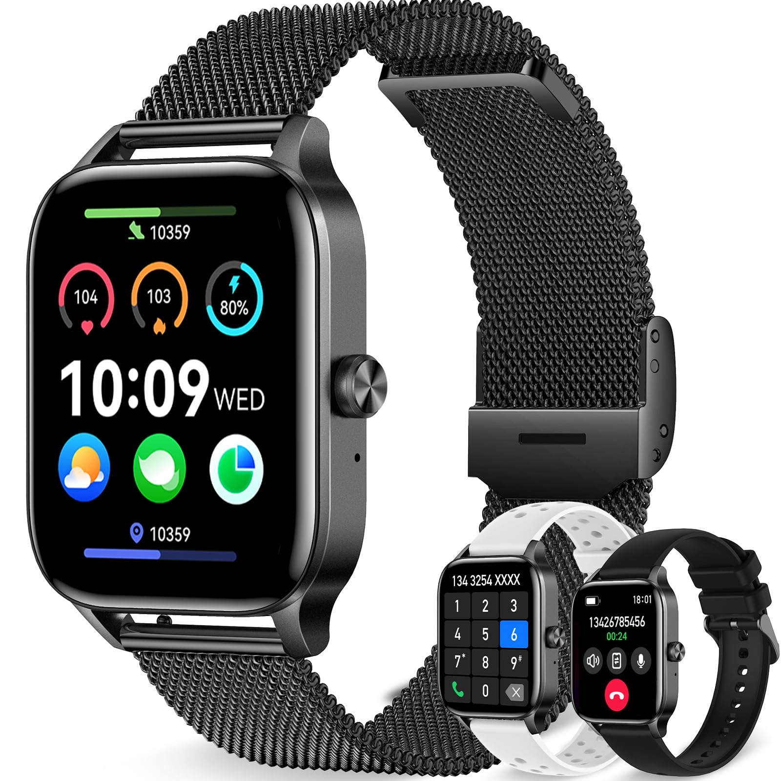 Smart Watch for Men Women, 1.85HD Fitness Tracker (Answer/Make Call/Messages),130+ Sport Modes with 24/7 Heart Rate/Sleep Monito