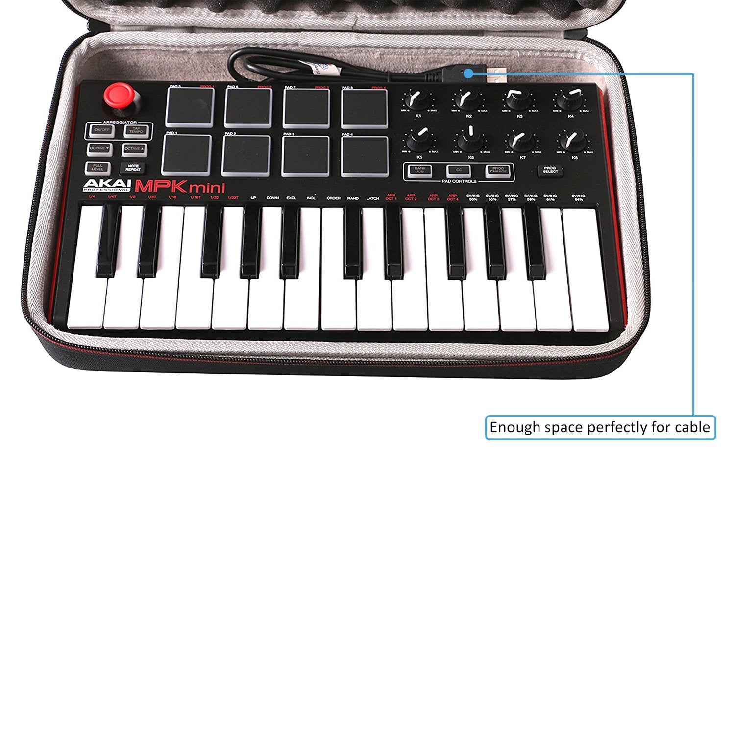Ltgem Travel Hard Carrying Case For Akai Professional Mpk Mini Mk3 / Mpk Mini Play Mk3 / Mpk Mini Mkii/Mpk Mini Play   25 Key Us