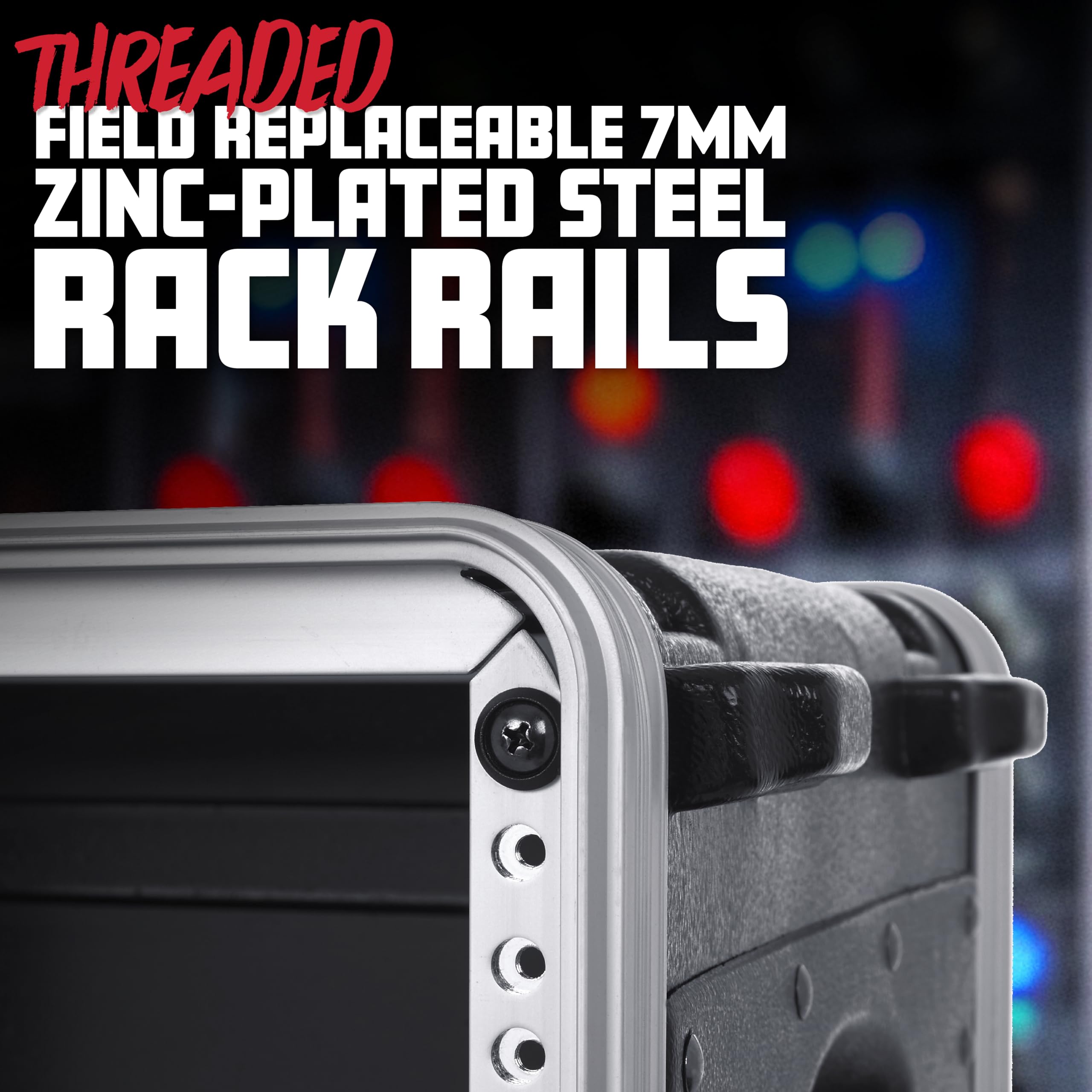 Gator Lightweight Molded 8U Rack Case With Built-In Power Supply, Heavy Duty Latches, Retractable Tow Handle, And Recessed Wheel