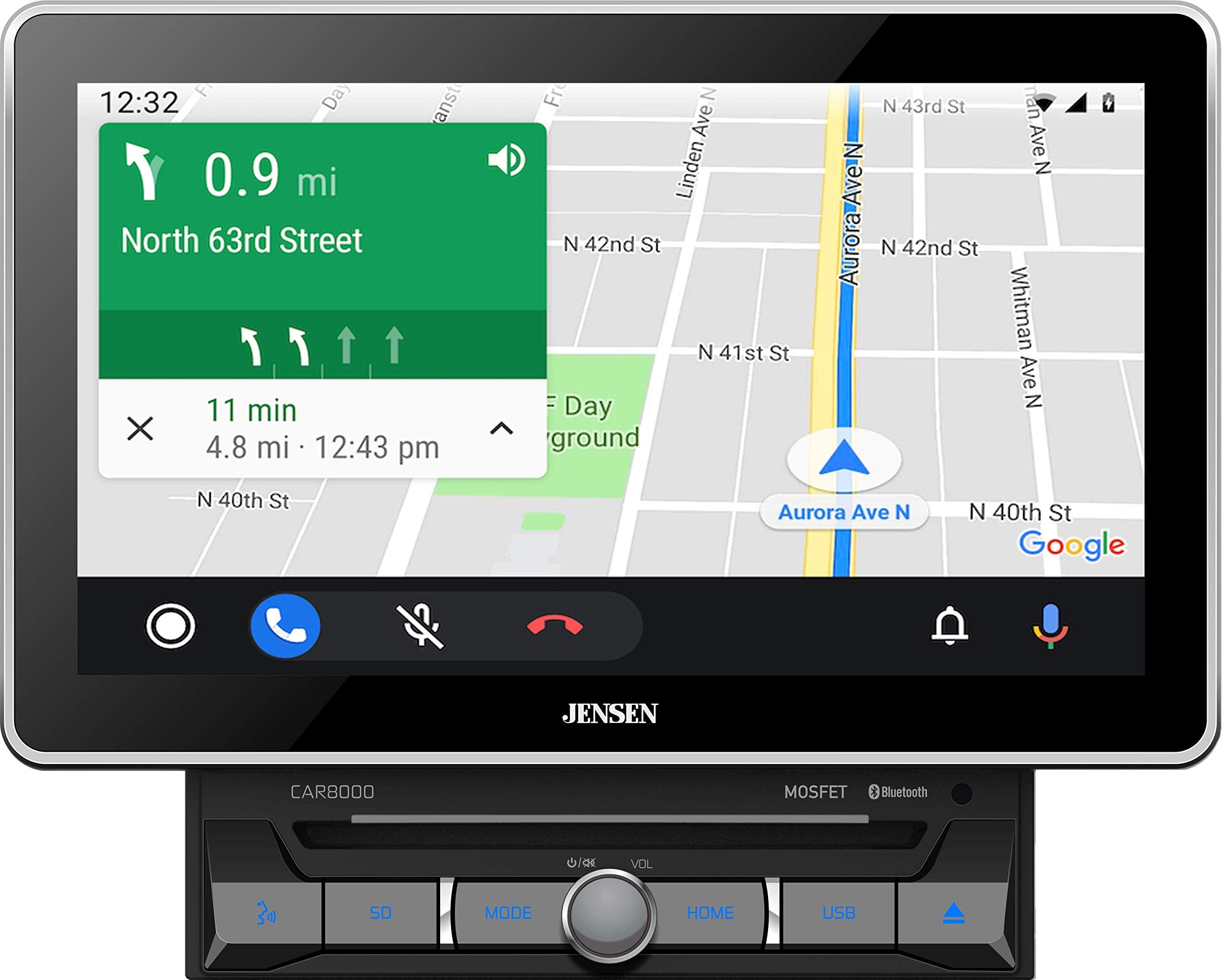 Jensen Car8000 10.1 Extra Large Touchscreen Cd/Dvd Multimedia Receiver With Apple Carplay And Android Auto L Mp4 Video Playback