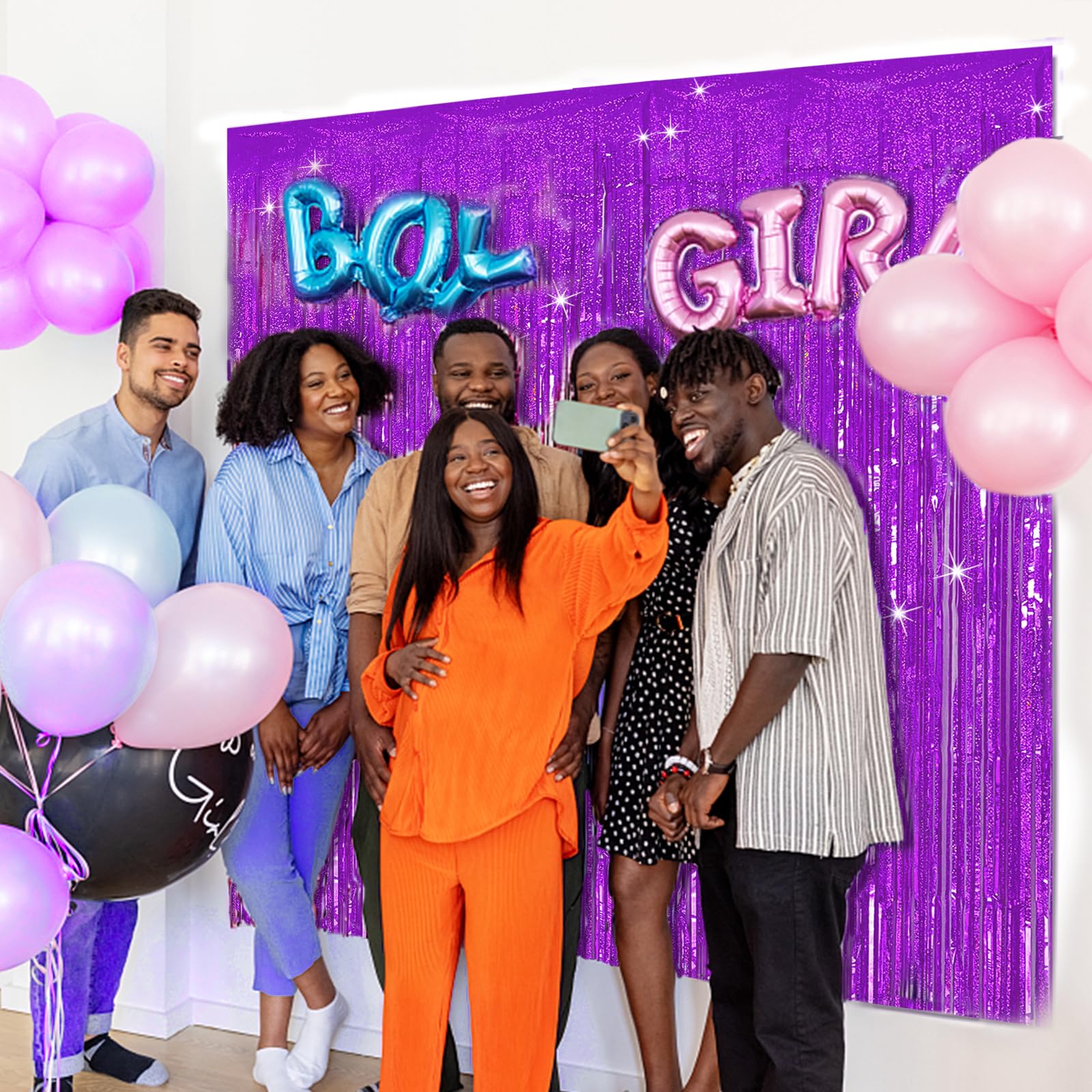 Tinsel Curtain Party Backdrop Purple Birthday Party Decorations 5 Packs Glitter Foil Fringe Curtain Party Decor Streamers Photo