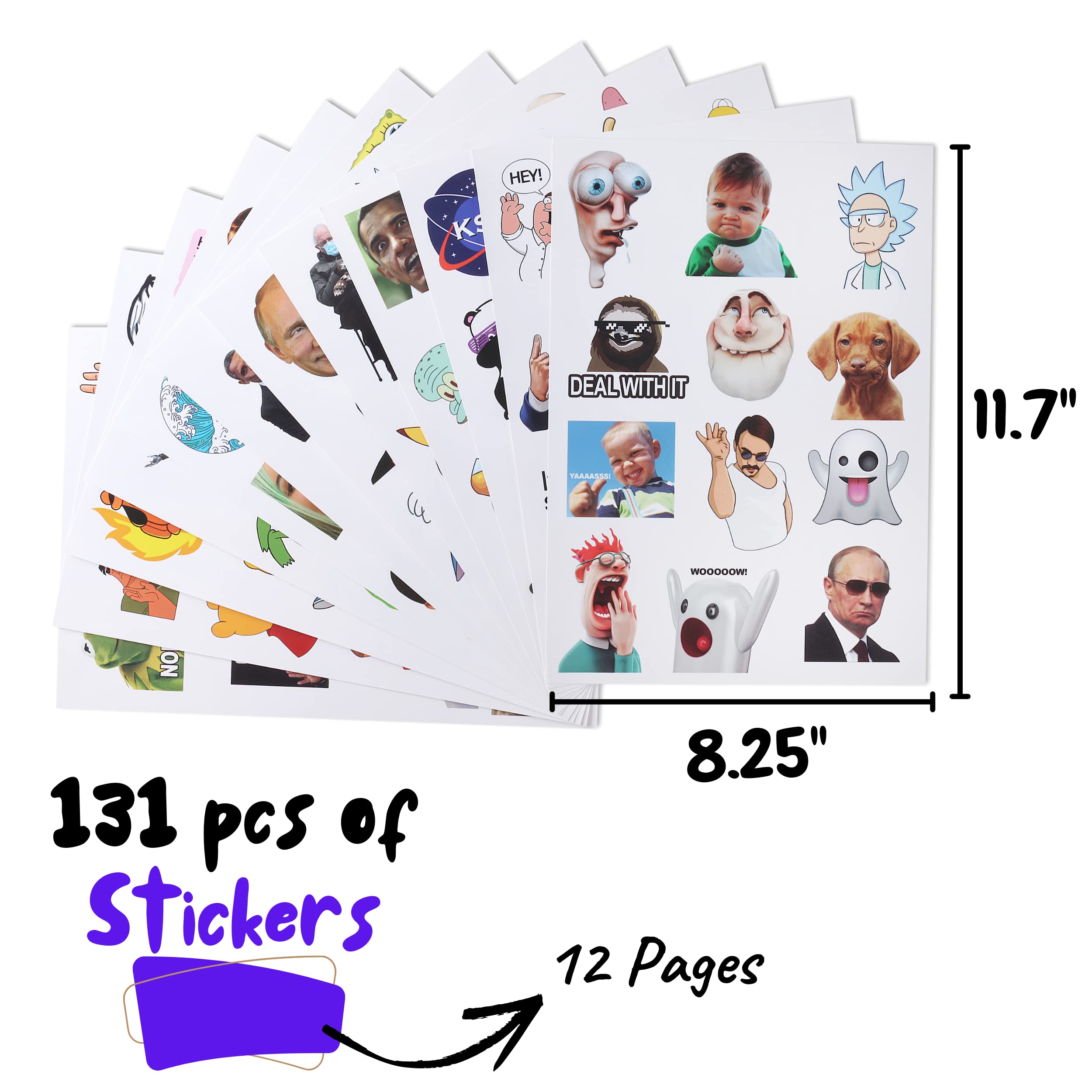 Mr. Pen Funny Stickers Pack - 131 Memes, Water Bottle Vinyl Stickers, Multicolor Humor Stickers for Adults