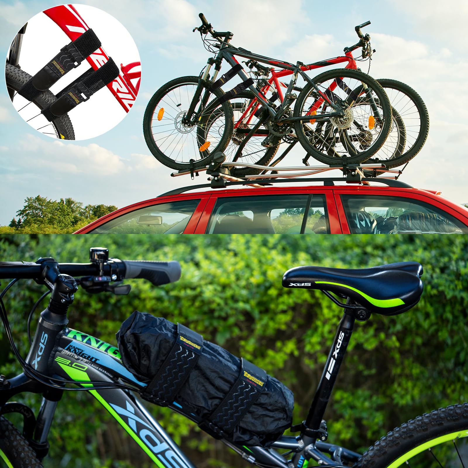 Trilancer Elastic Cinch Straps With Anti Slip Strips, 5 Size Combo(10 Pack) Heavy Duty Hook And Loop Storage Straps For Extensio