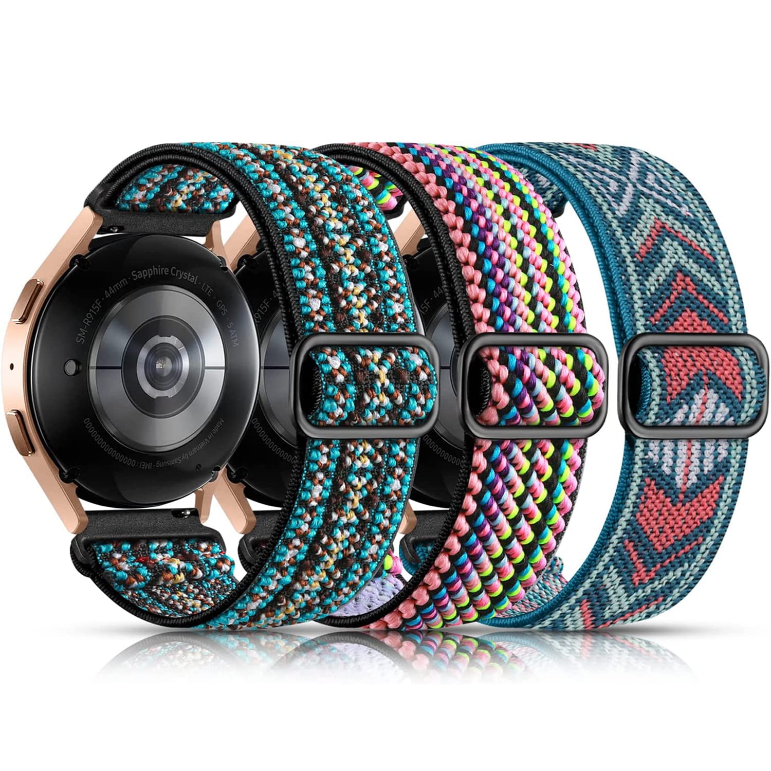 Lerobo Elastic Bands For Samsung Galaxy Watch 40Mm, 44Mm, 46Mm, 42Mm, 40Mm   Stretchy Nylon Material With Adjustable Metal Buckl