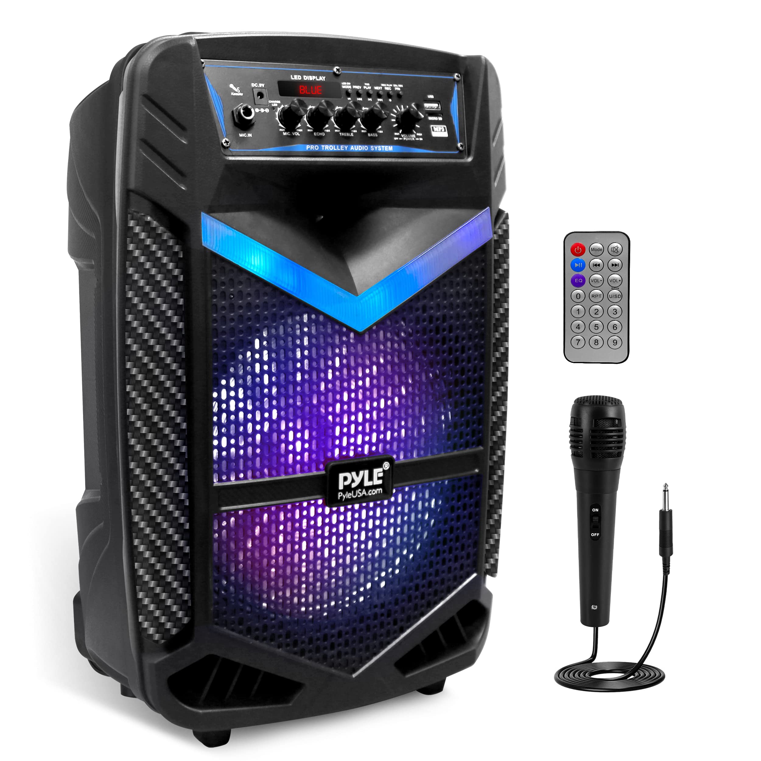 Pyle Portable Bluetooth PA Speaker System - 600W Rechargeable Outdoor Bluetooth Speaker Portable PA System w/ 10    Subwoofer 1 