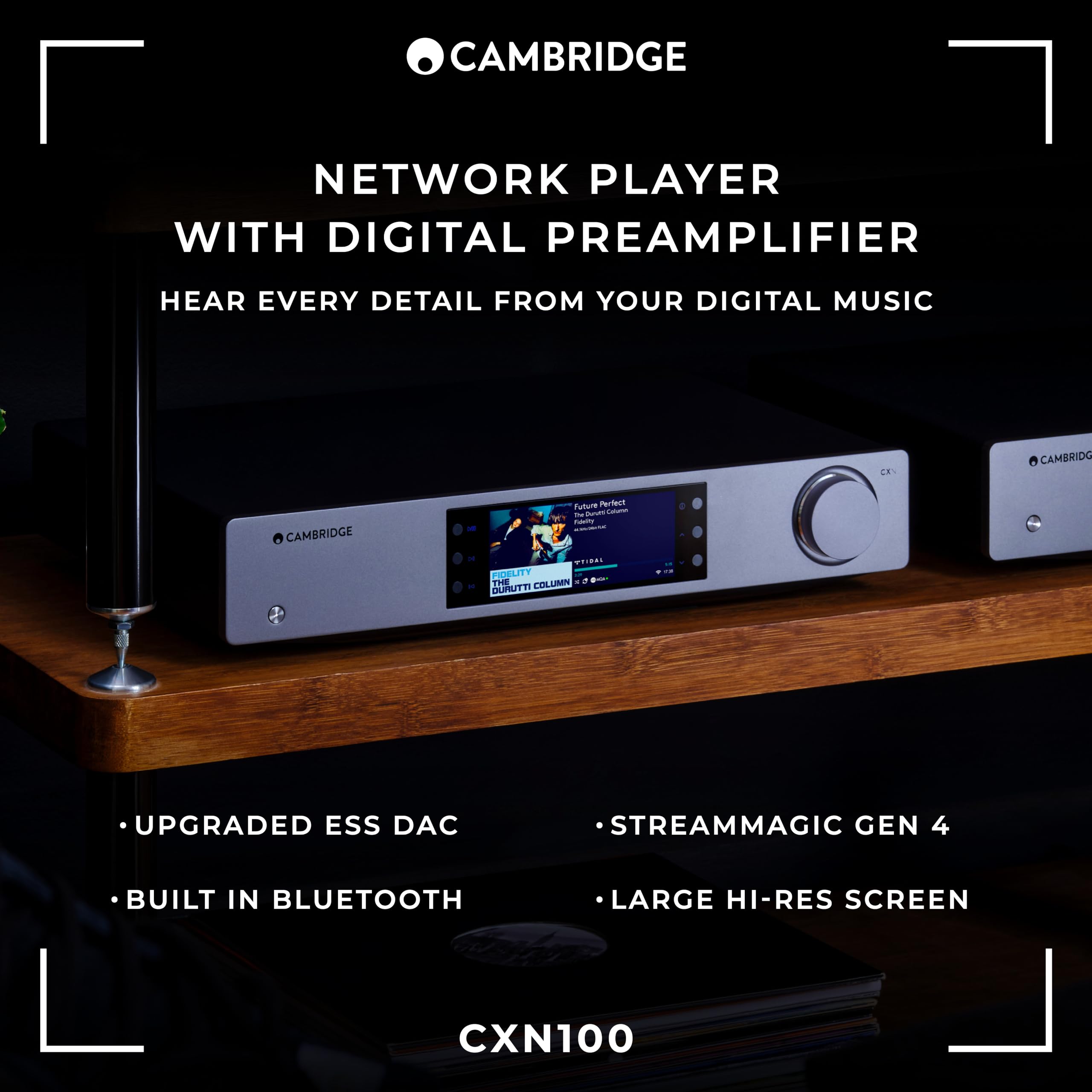 Cambridge Audio Cxn100   Separate High Resolution Wifi Network Audio Player, Streamer And Pre Amp With Display Featuring Chromecast Built In, Internet Radio And Sabre Reference Dac   Lunar Grey