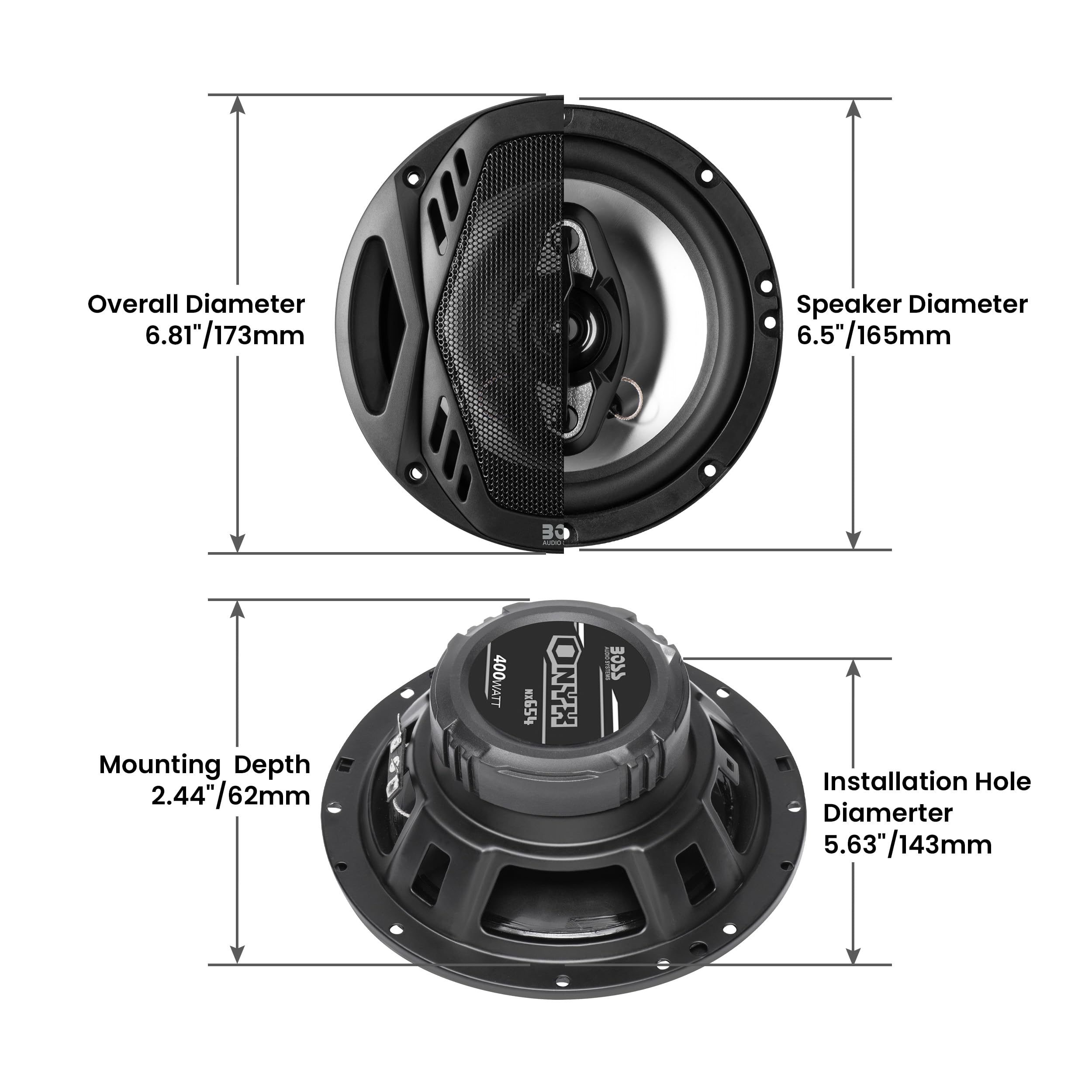 Boss Audio Systems Nx654 Car Speakers   400 Watts Per Pair, 200 Watts Each, 6.5 Inch, Full Range, 4 Way, Sold In Pairs