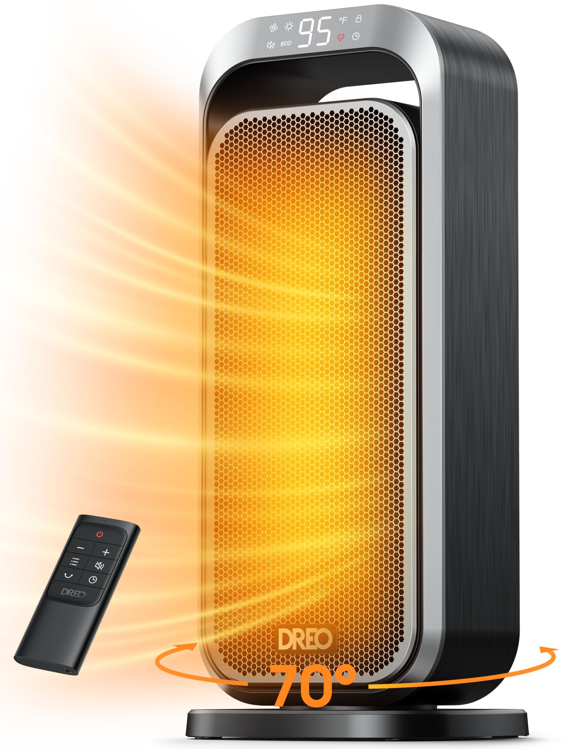Dreo Quiet Space Heaters For Indoor Use, 1500W Electric Heater With Remote, Ptc Ceramic Heater With Thermostat, 12H Timer, 70 Os