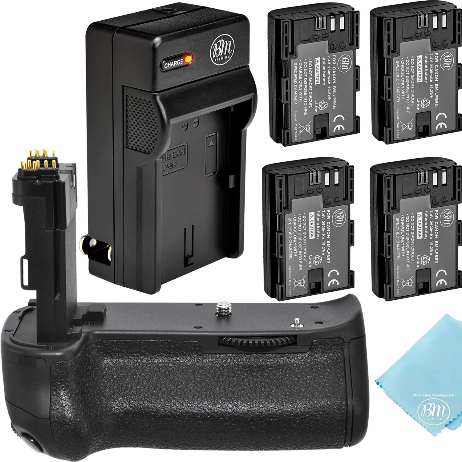Battery Grip Kit For Canon Eos 70D, Eos 80D, Eos 90D Digital Slr Camera Includes Vertical Battery Grip Bg E14 Replacement + Qty