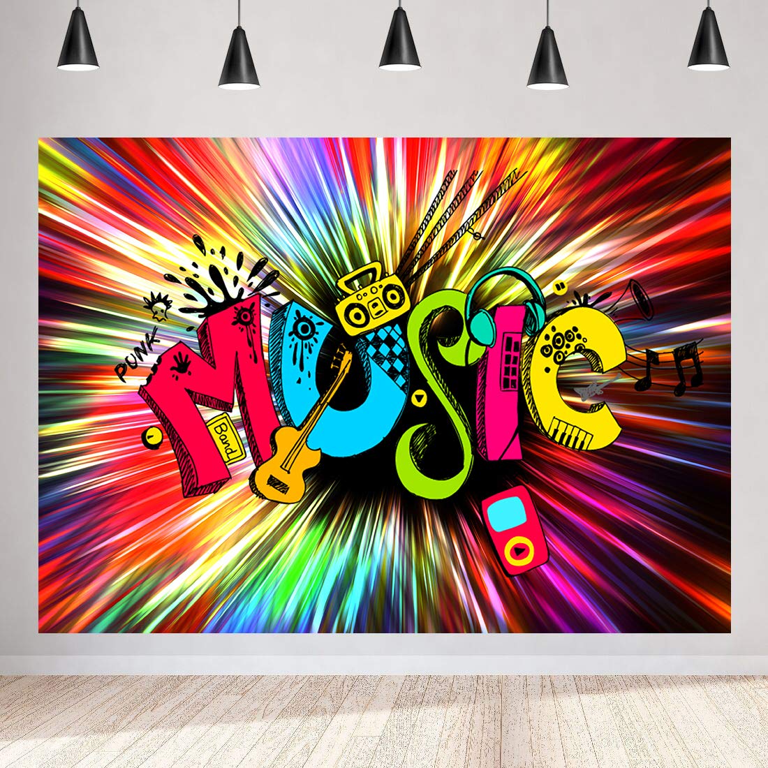 Abstract Music Art Backdrop For Music Party Decorations Meetsioy Cool Music Elements Photography Background Party Photo Shoot Pr