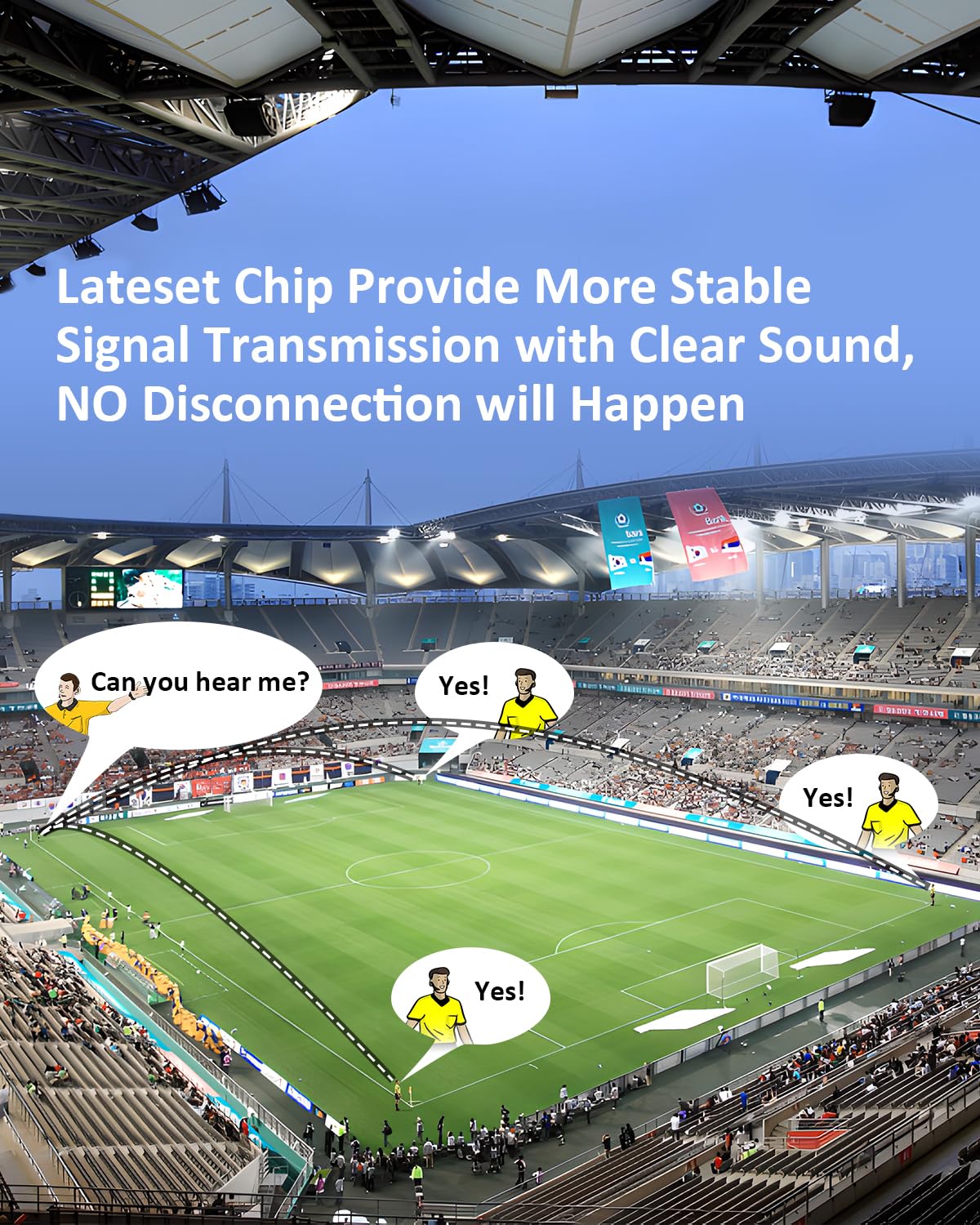 Maxquall Referee Headset 4 Person Talk Same Time V4 Plus Football Wireless Headsets Soccer Arbitro Communication System Latest Chip Newly Designed Earpiece(4V4(/W R Earpiece))