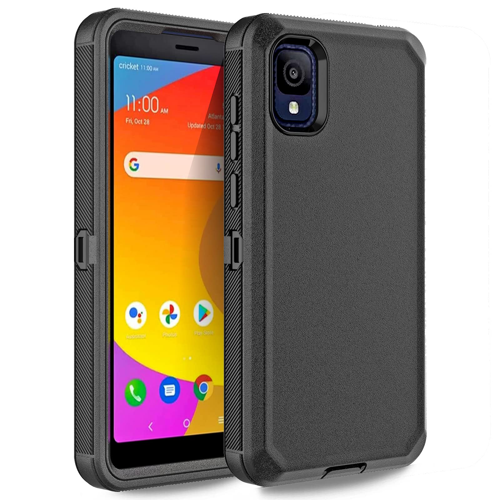 Anloes Case For Tcl Ion Z, Defender Phone Case Heavy Duty Shockproof Rugged Protective, 3 In 1 Bumper Cover (Black)