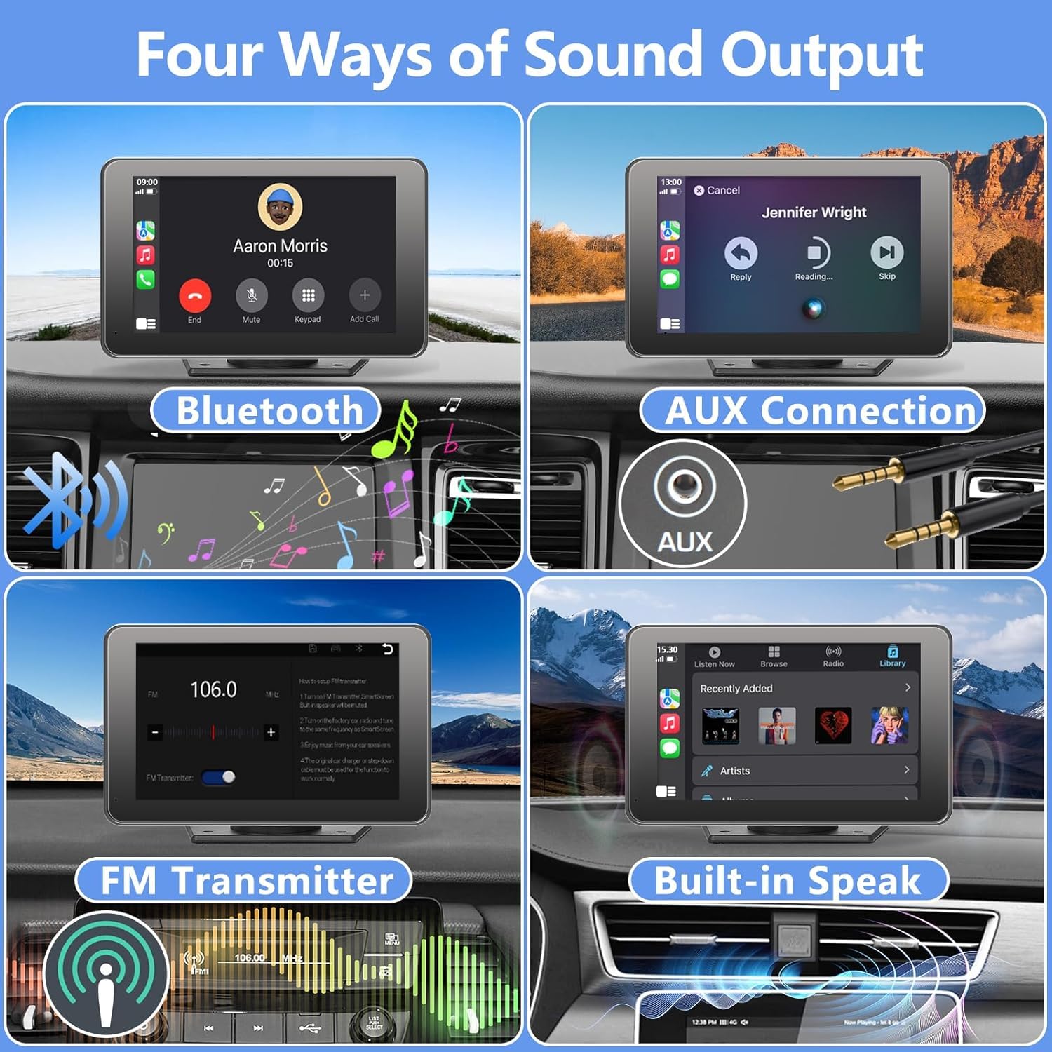 Paslda Portable Newest Wireless Apple Carplay And Android Auto Screen For Car, 7'' Hd Touch Screen Car Stereo With Mirror Link,