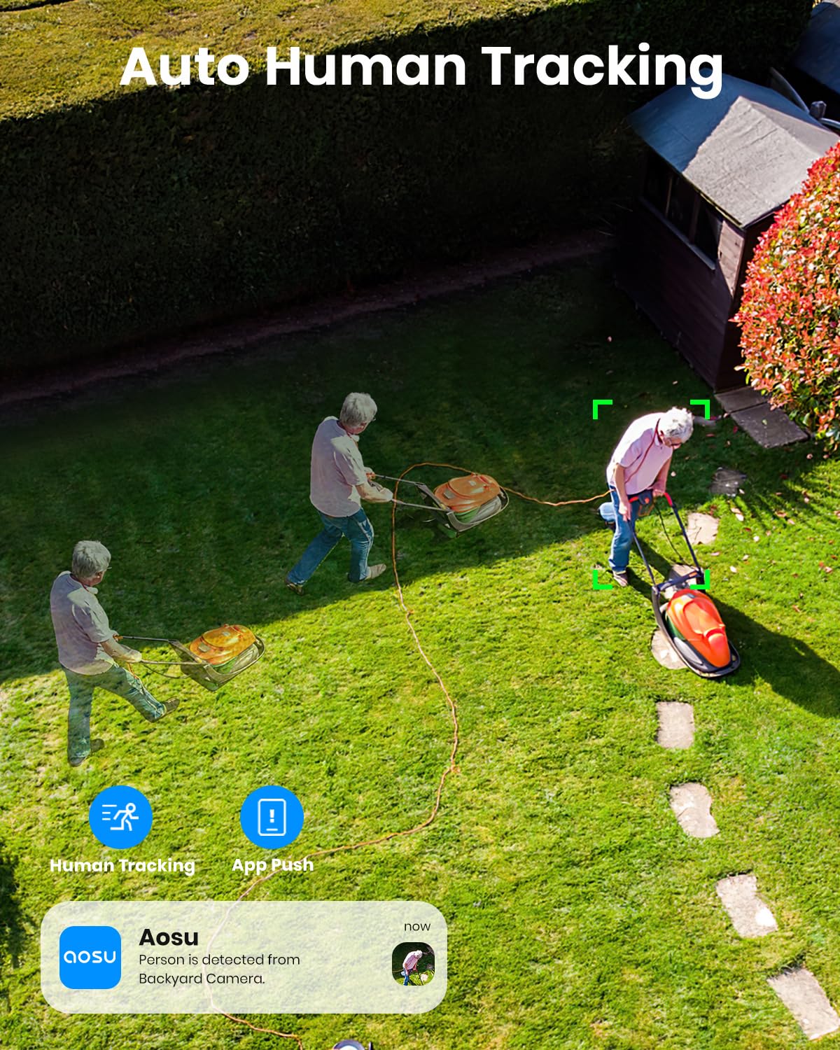 Aosu Solar Security Camera Wireless Outdoor System, 3K/5Mp Battery Powered Wifi Camera For Home Security, Panoramic Ptz, Auto Tracking, Human/Vehicle Detection, Night Vision, Spotlights, 2 Way Talk