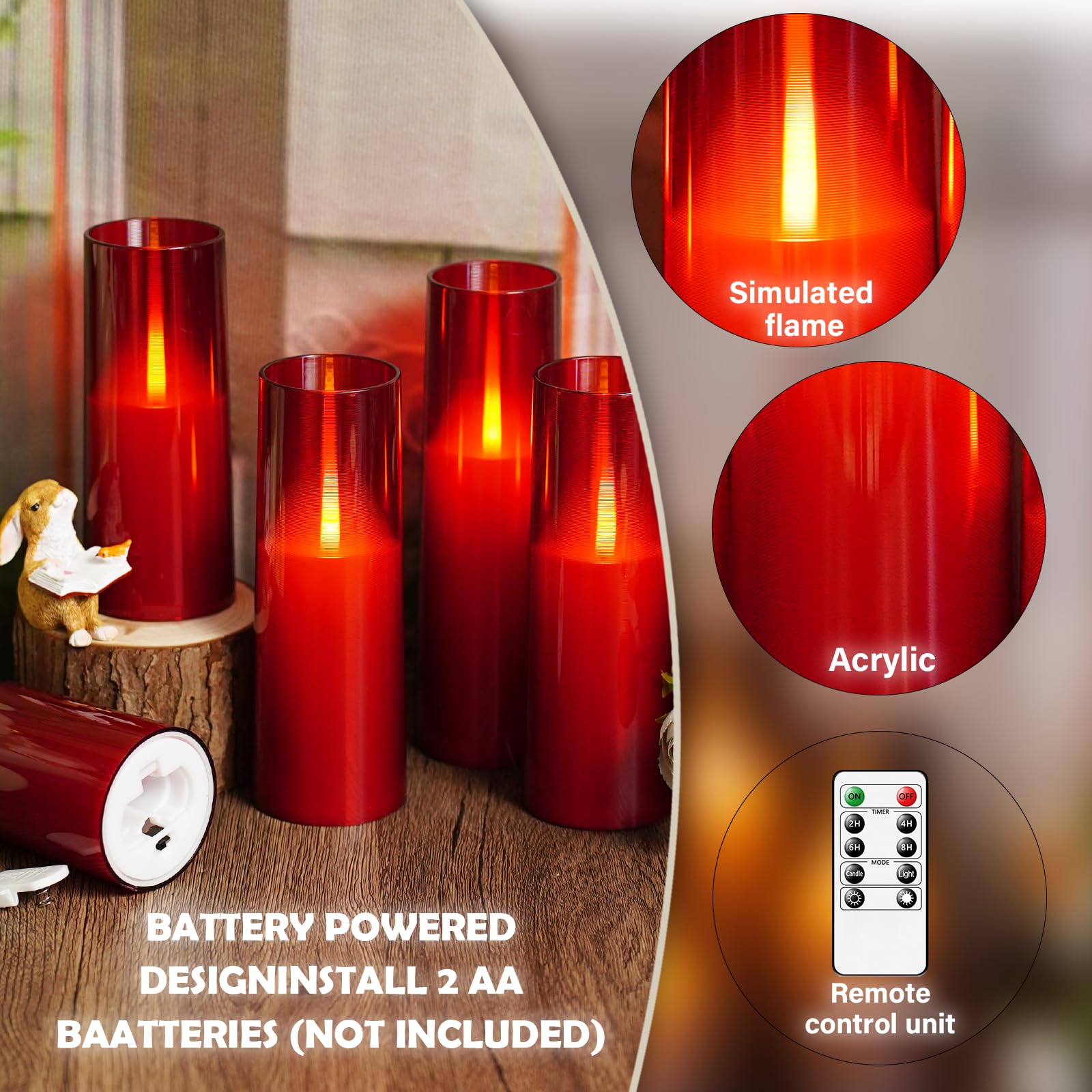 Kakoya Flameless Led Candles Upgraded Realistic Flickering Flame Electric Candles,7Pcs Battery Operated Candles With Remote Time