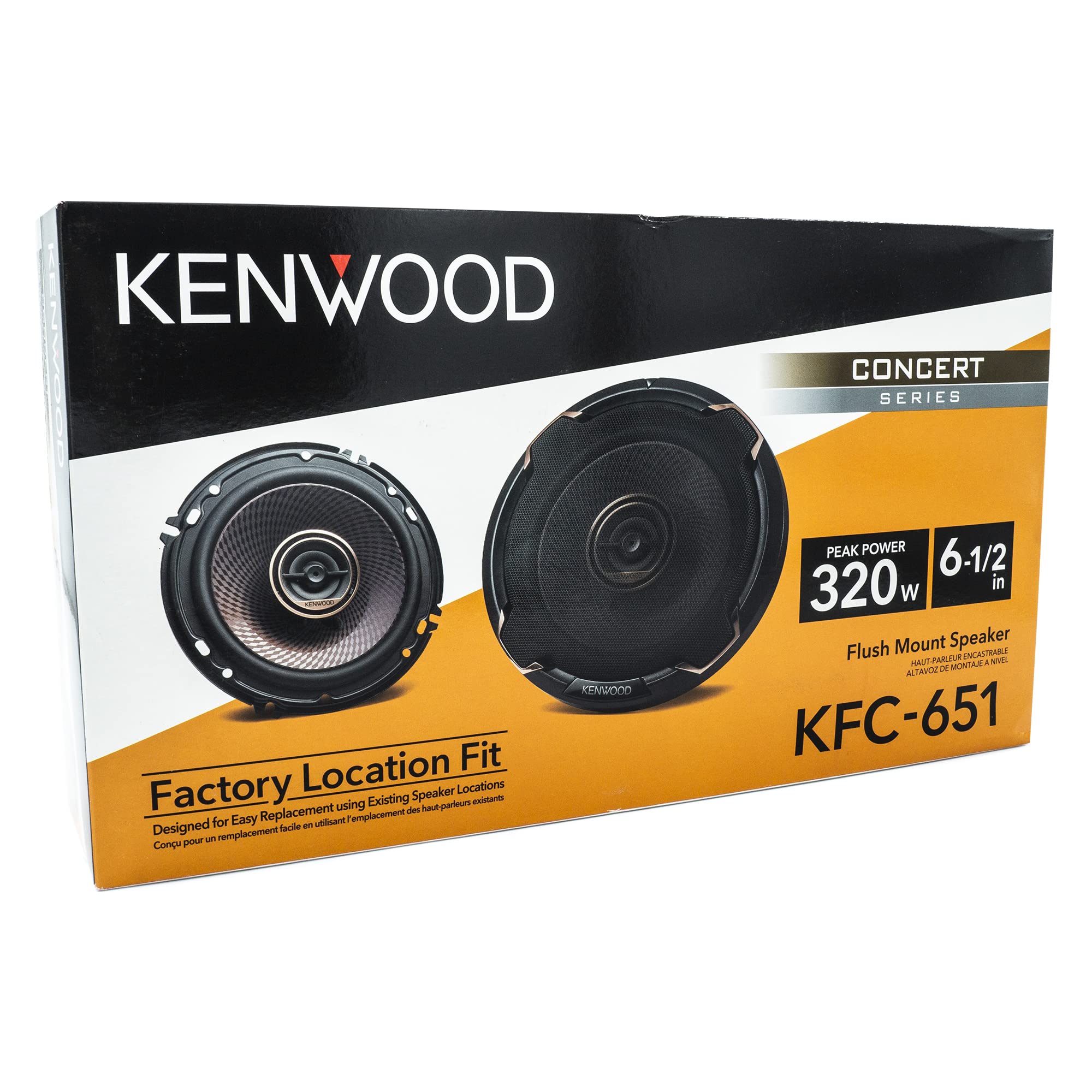 Kenwood Kfc 651 Concert Series Car Speakers (Pair)   6.5'' 2 Way Speakers, 320W (100 Rms), 4 Ohm Impedance, Polypropylene Woofer