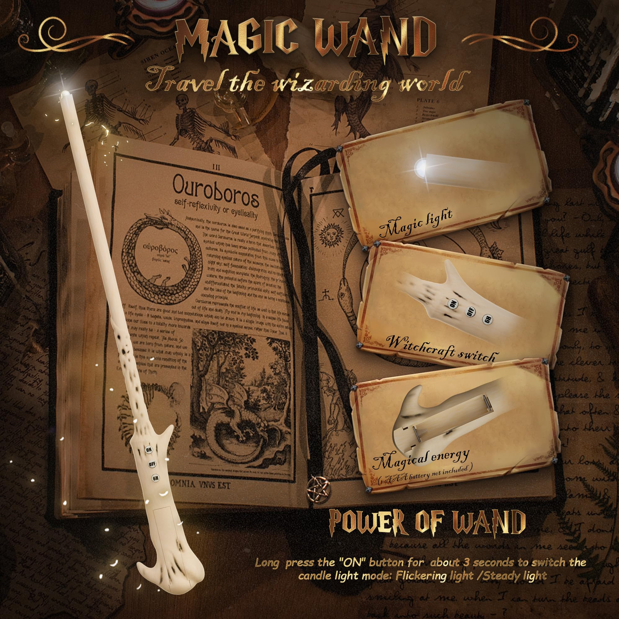 Afineth Floating Candles With Wand, Magic Hanging Candles, Flickering Flameless Floating Led Candles, White Battery Operated Ele