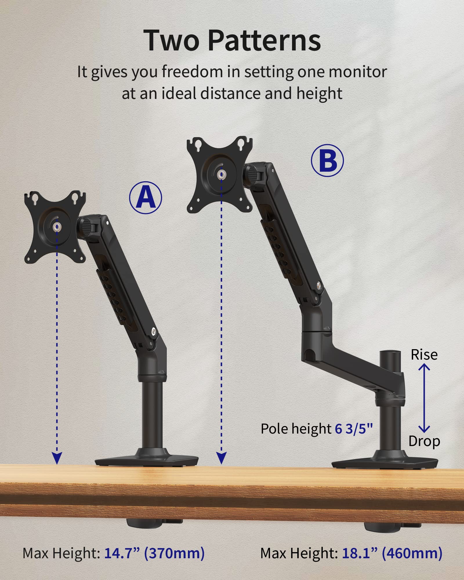 Ergounion Single Monitor Mount   Single Monitor Arm Desk Mount, Fully Adjustable Computer Monitor Arm With Vesa Mount | Fits 13