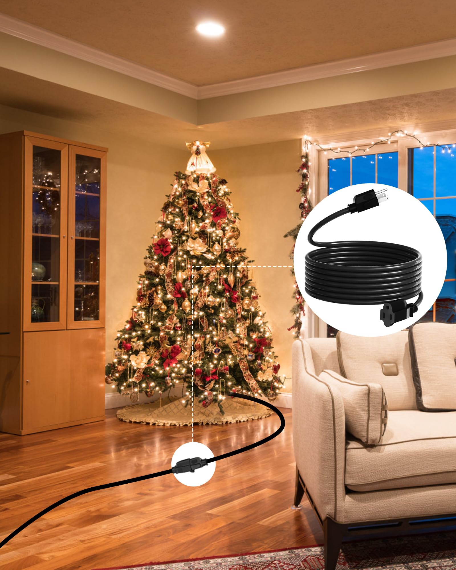 Wilawels 2 Pack Outdoor Extension Cord 15Ft, 16/3 Sjtw Durable Power Cable For Indoor And Outside Use, 3 Prong Grounded Outlets,