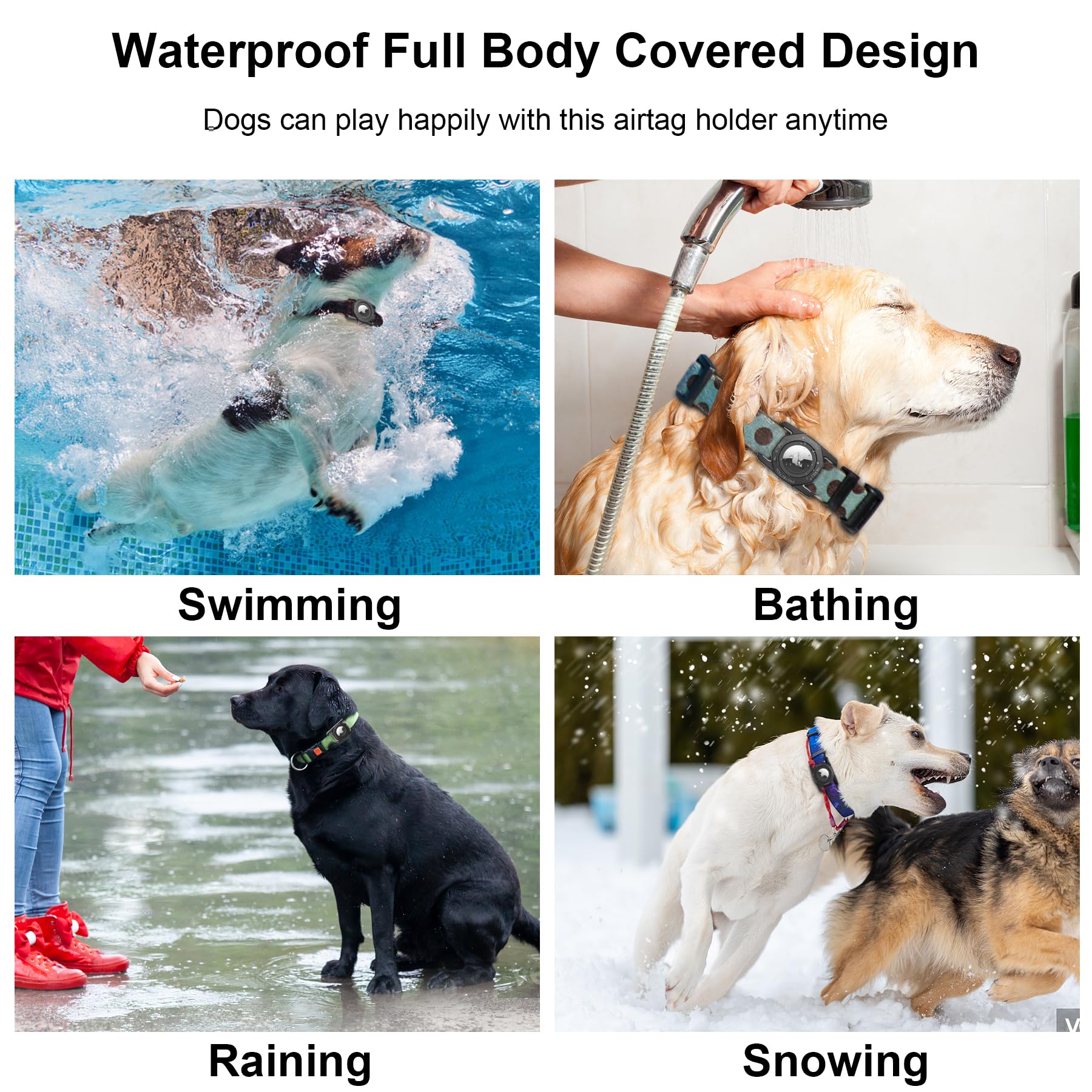 SANKALA Airtag Holder for Dog Collar - Waterproof Silicone Case, Anti-Lost, Lightweight, Black, 1 Pack