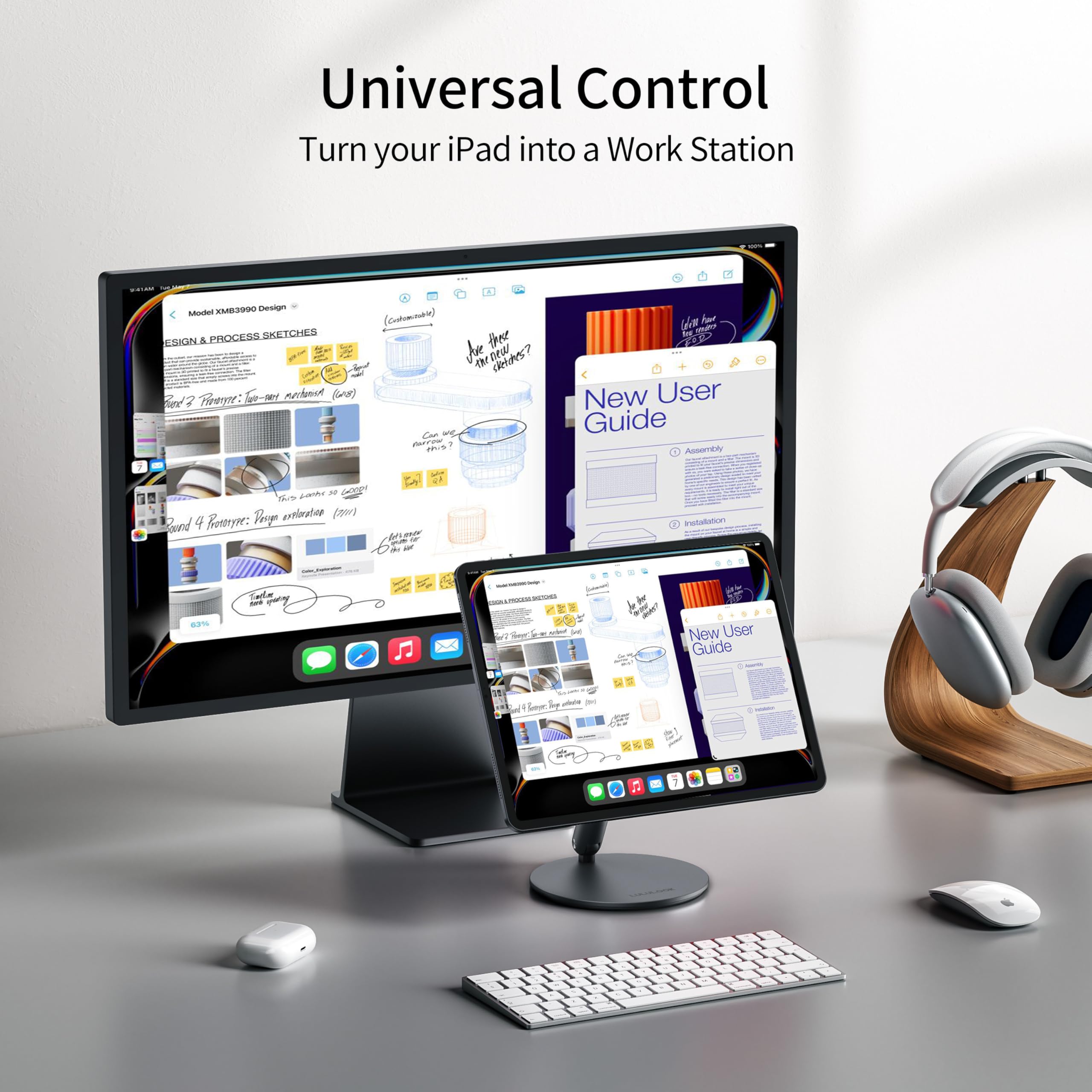 Lululook Magnetic Ipad Stand Only For Ipad Pro 13 Inch M4 (2024), 360 Adjustable Rotating Foldable Tablet Stand Aluminium Ipad H